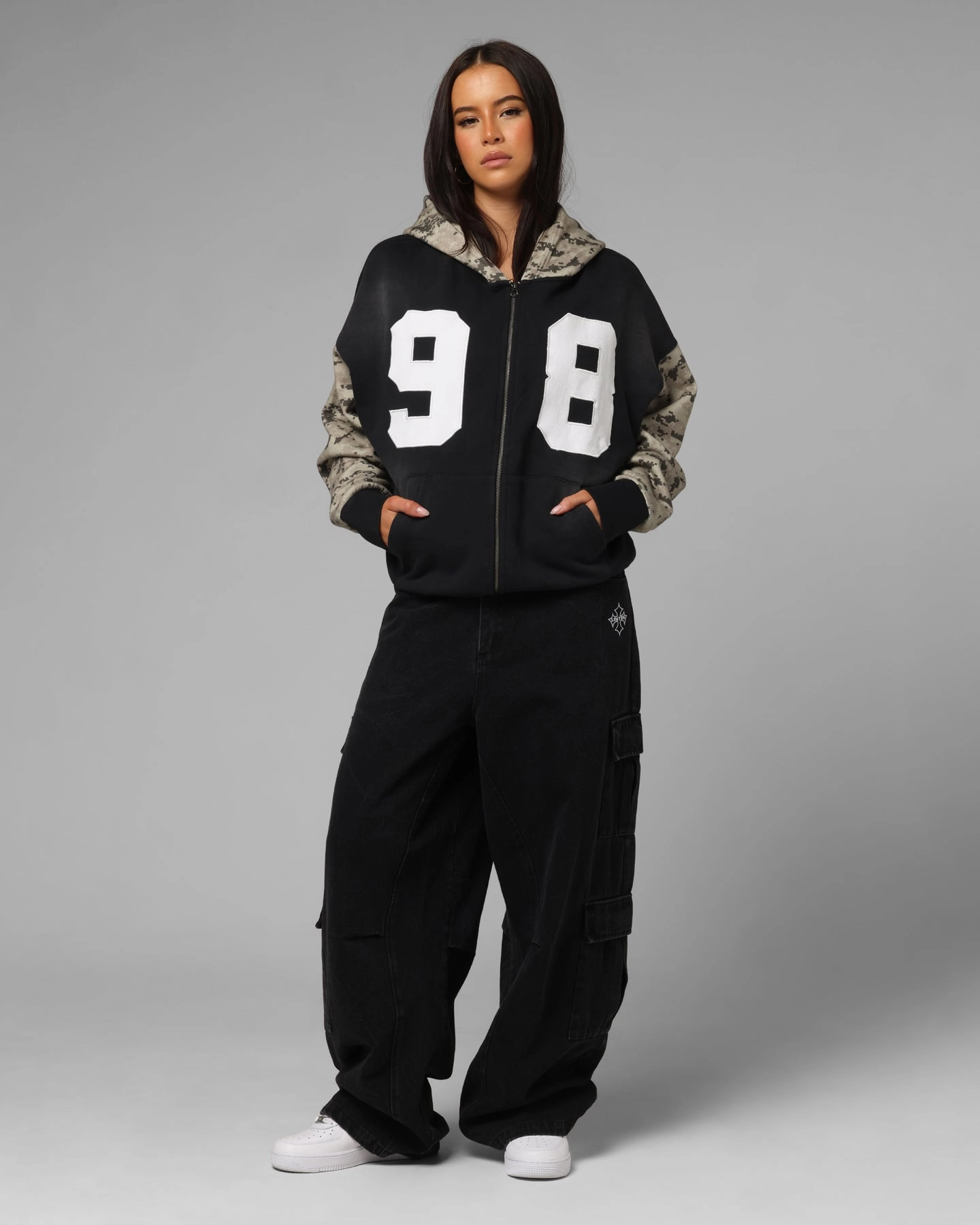 Loiter Cosmos Hoodie Black/Camo Warm and Cozy