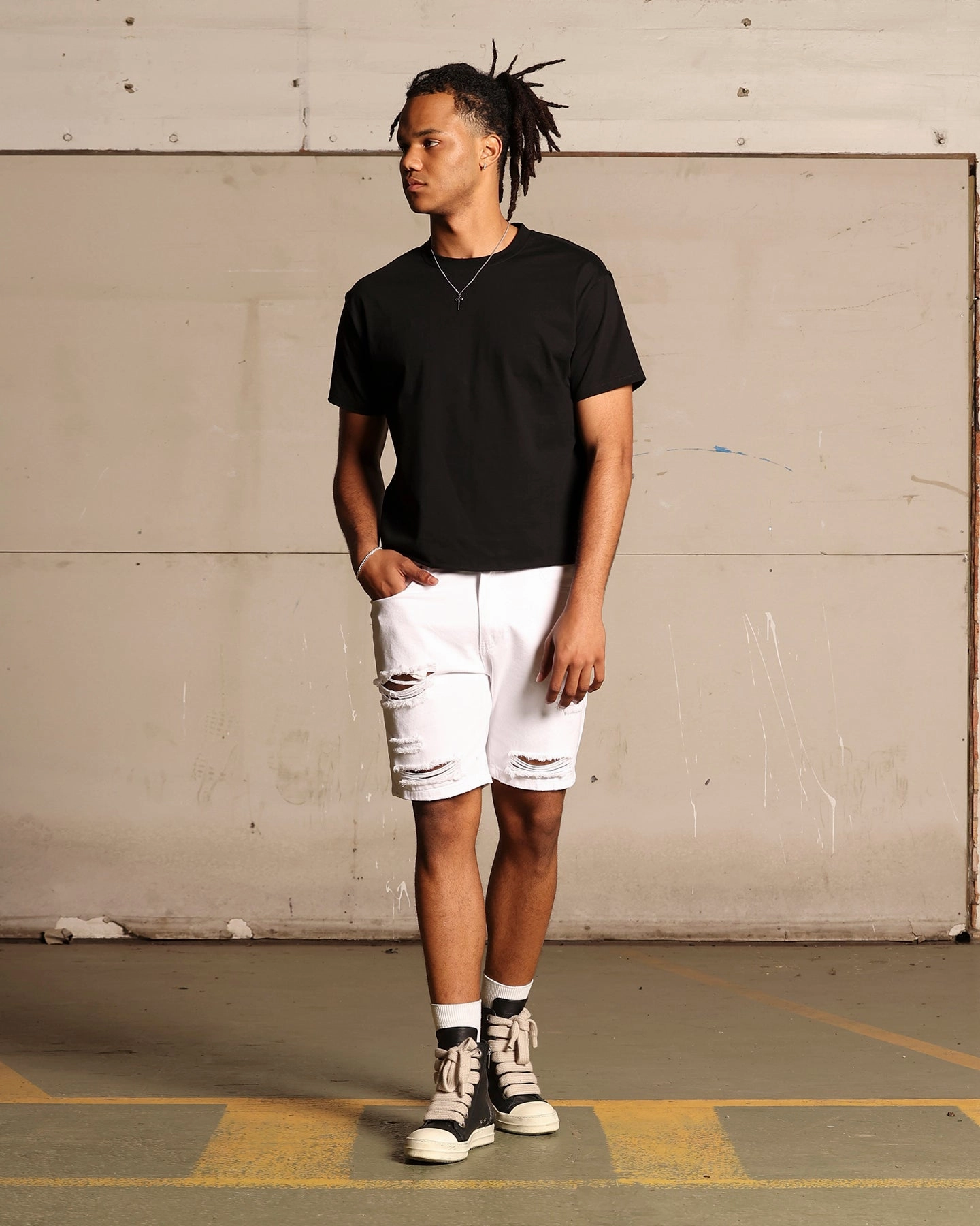 baseball uniform Adjustable drawstring Saint Morta Destroyer Distressed Shorts White