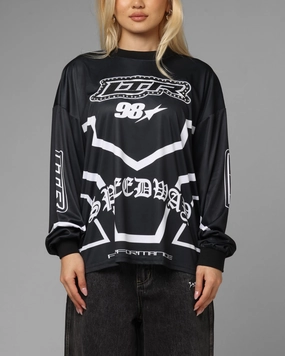 Comfortable Layering Loiter Thrill Racing Long Sleeve T-Shirt Black