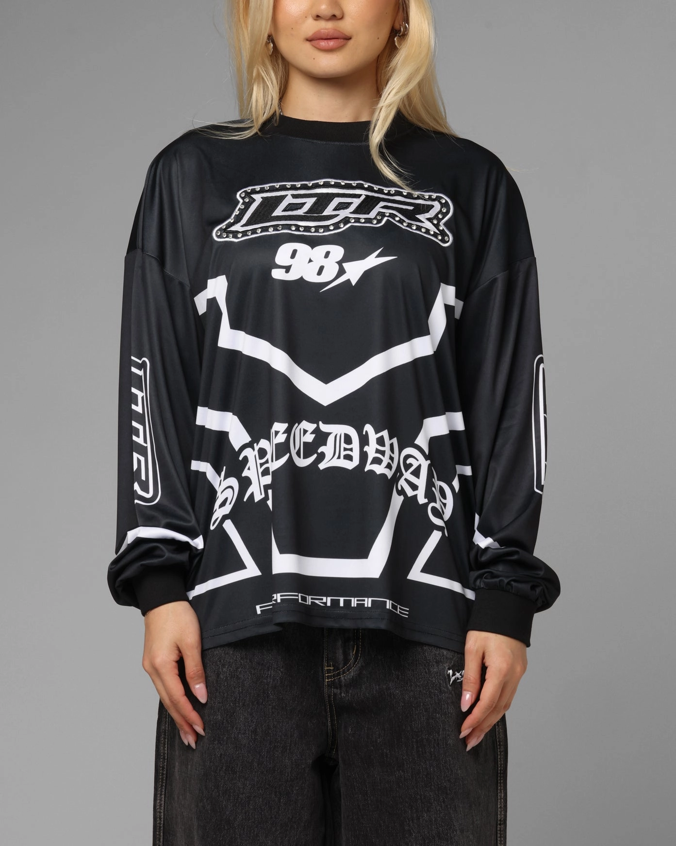 Comfortable Layering Loiter Thrill Racing Long Sleeve T-Shirt Black