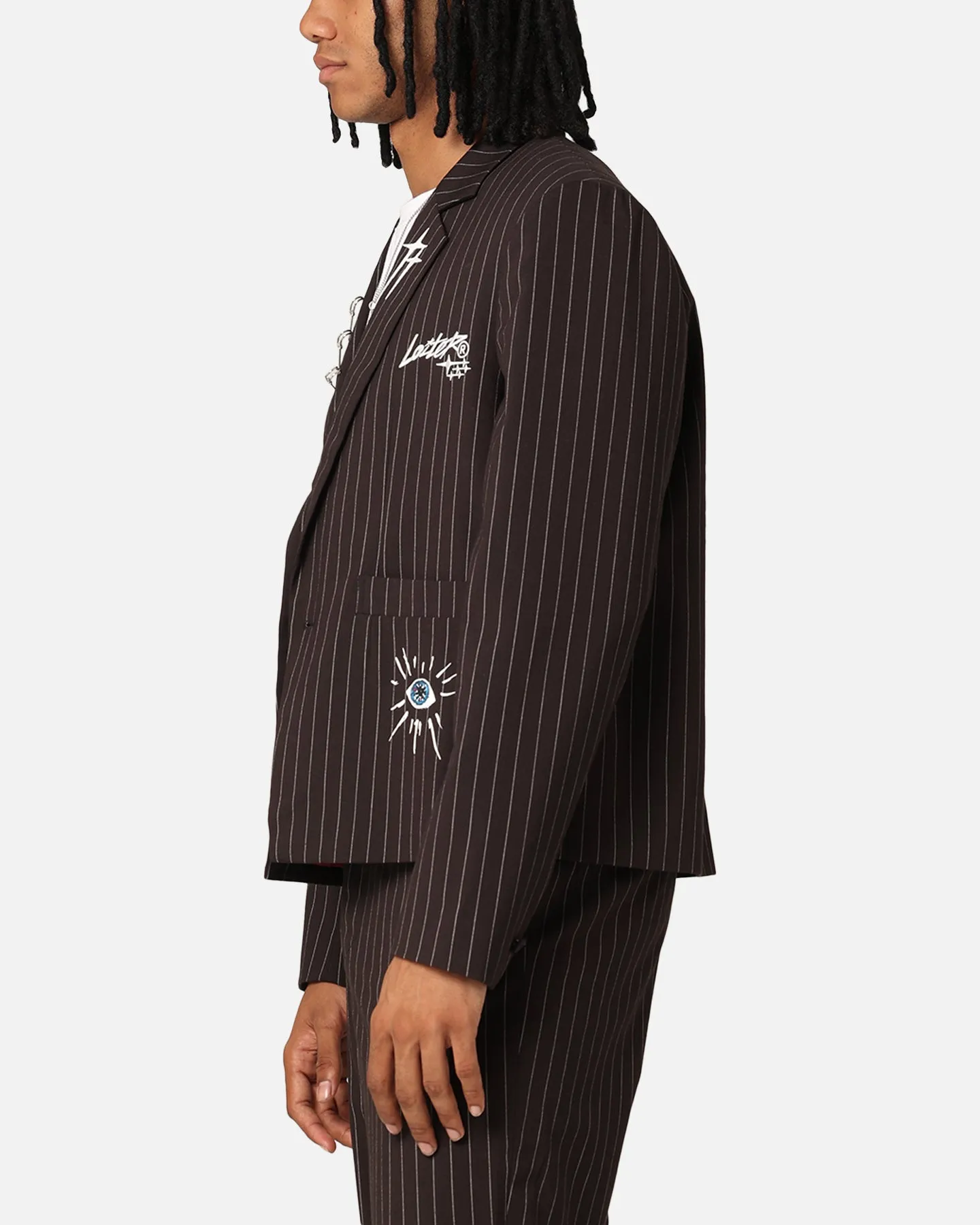 Loiter Heartache Blazer Pinstripe Prevent High Collar Style