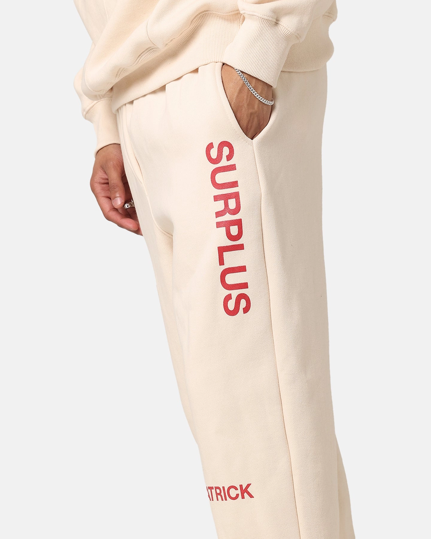Daniel Patrick Surplus Logo Sweatpants Cream/Maroon ComfortWaistband Walk Friendly