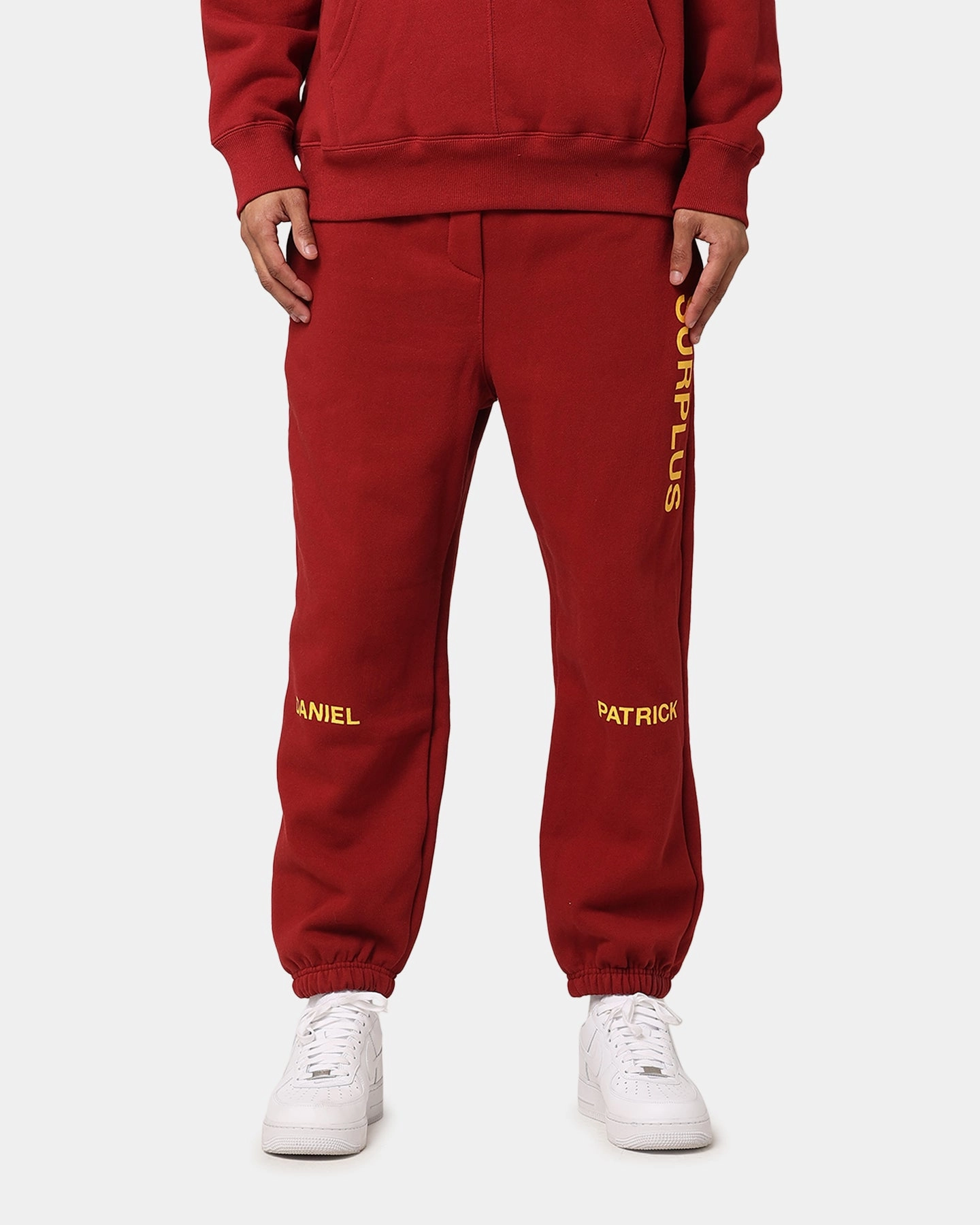 HighRiseWaist Daniel Patrick Surplus Logo Sweatpants Maroon/Yellow