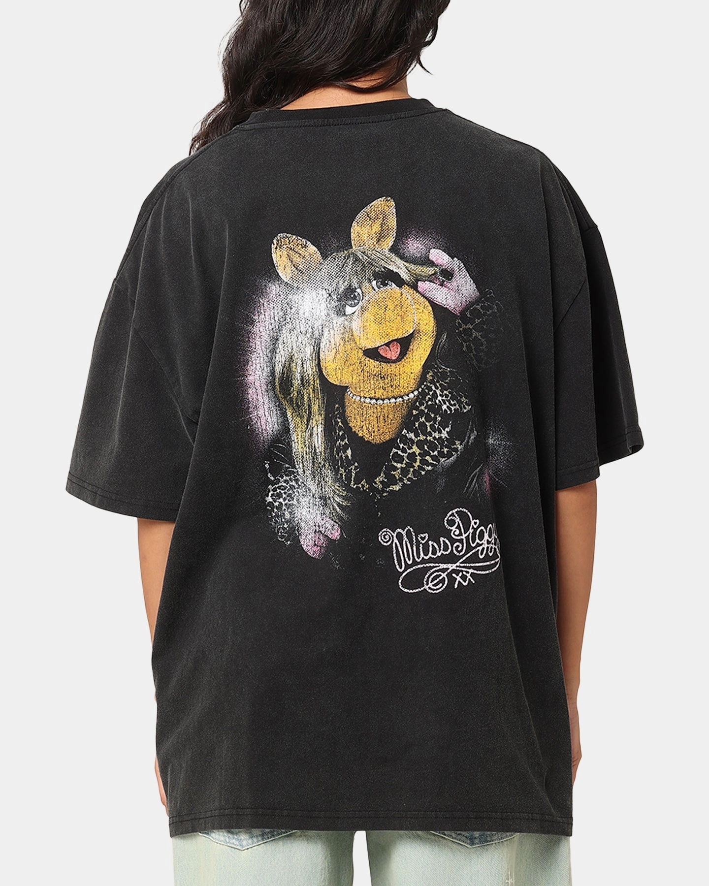 Laser Cut Edges American Thrift Disney The Muppets Miss Piggy Heavy T-Shirt Vintage Black