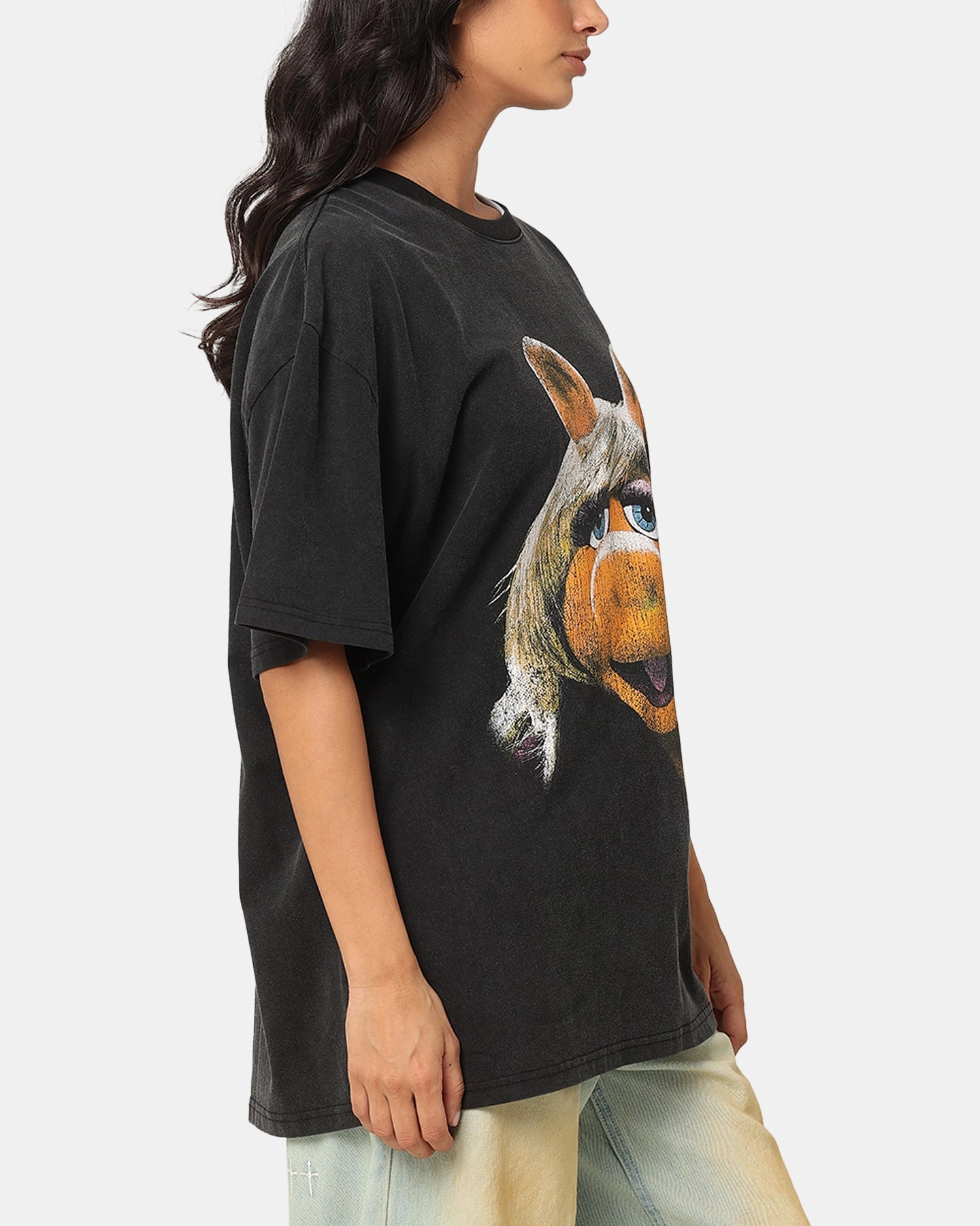 American Thrift Disney The Muppets Miss Piggy Heavy T-Shirt Vintage Black Casual Statement