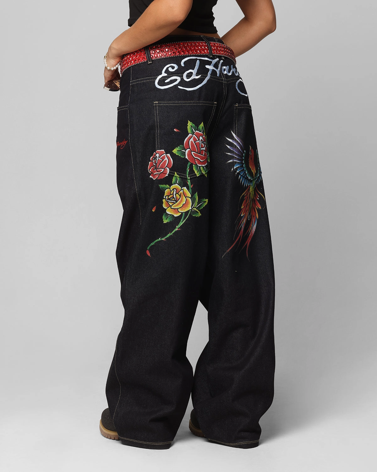 Ed Hardy Denim Jeans Raw Indigo Relaxed Aesthetic