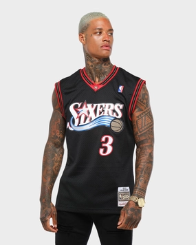Cozy And Warm Mitchell & Ness Philadelphia 76ers Allen Iverson #3 Swingman Jersey Black