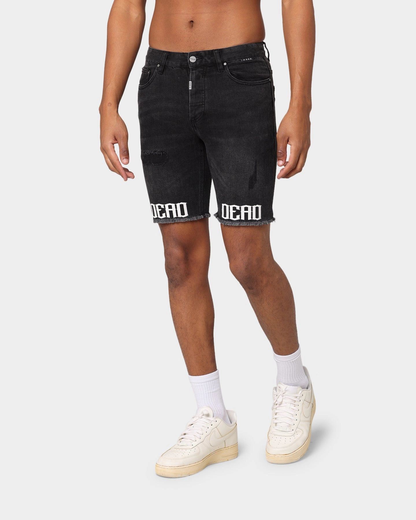 mesh ventilation Beach Vacation Dead Studios Destroy Denim Short Washed Black