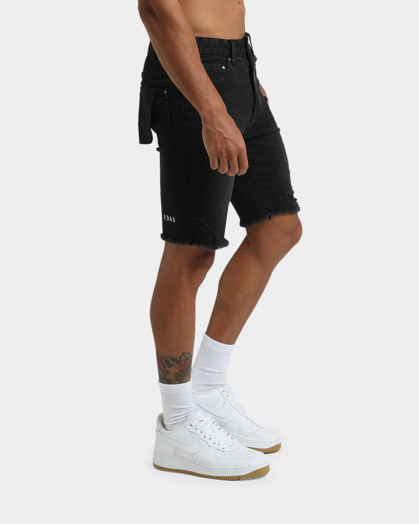 Dead Studios Riot Denim Shorts Washed Black Port Pocket Design Earth Tones