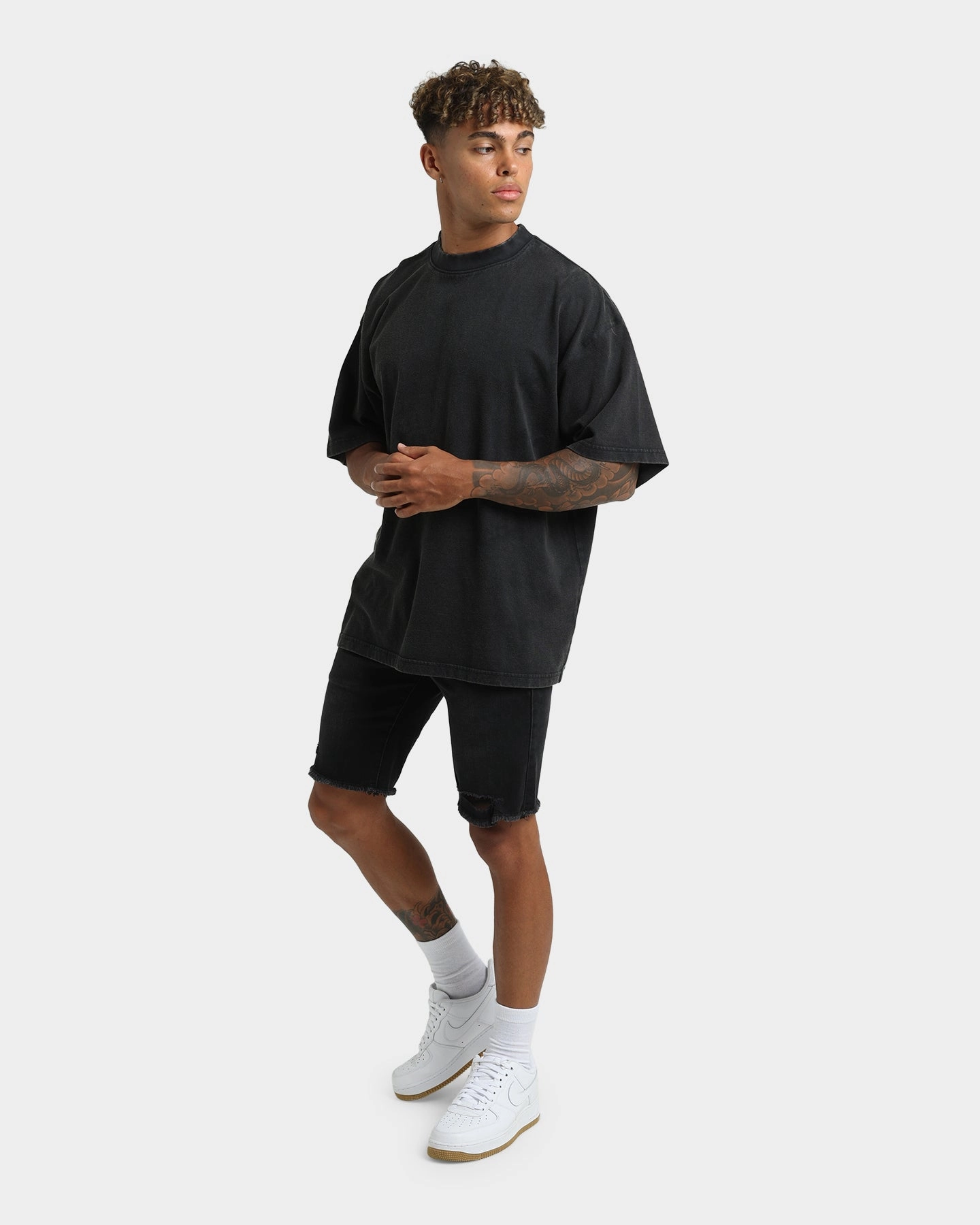 Dead Studios Riot Denim Shorts Washed Black Unique Piece Flexible Mobility