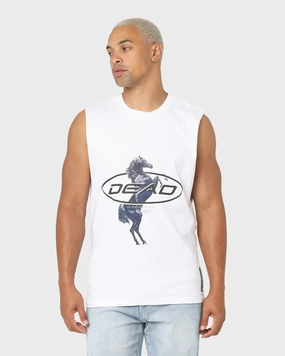 Lint Resistant Surface Dead Studios Till We Ride Muscle T-Shirt White/Black