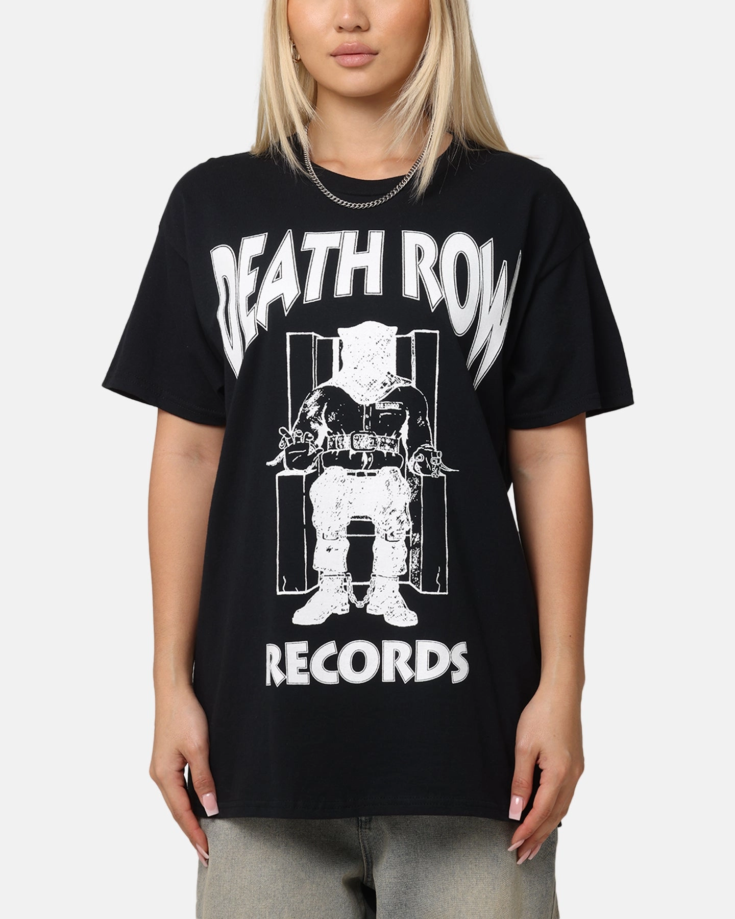 Deathrow Records Chair Logo T-Shirt Black Basic Layering Soft Brushed Finish