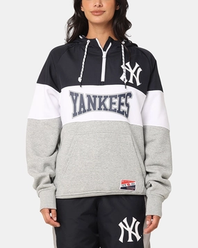 Active Movement Adjustable Drawstring Hood New Era New York Yankees Quarter Zip Hoodie Navy