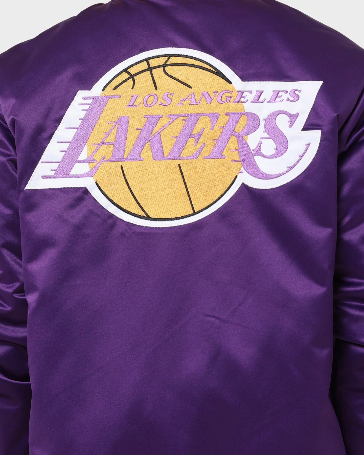 Surfer CompressionFit Mitchell & Ness Los Angeles Lakers Heavyweight Satin Jacket Purple