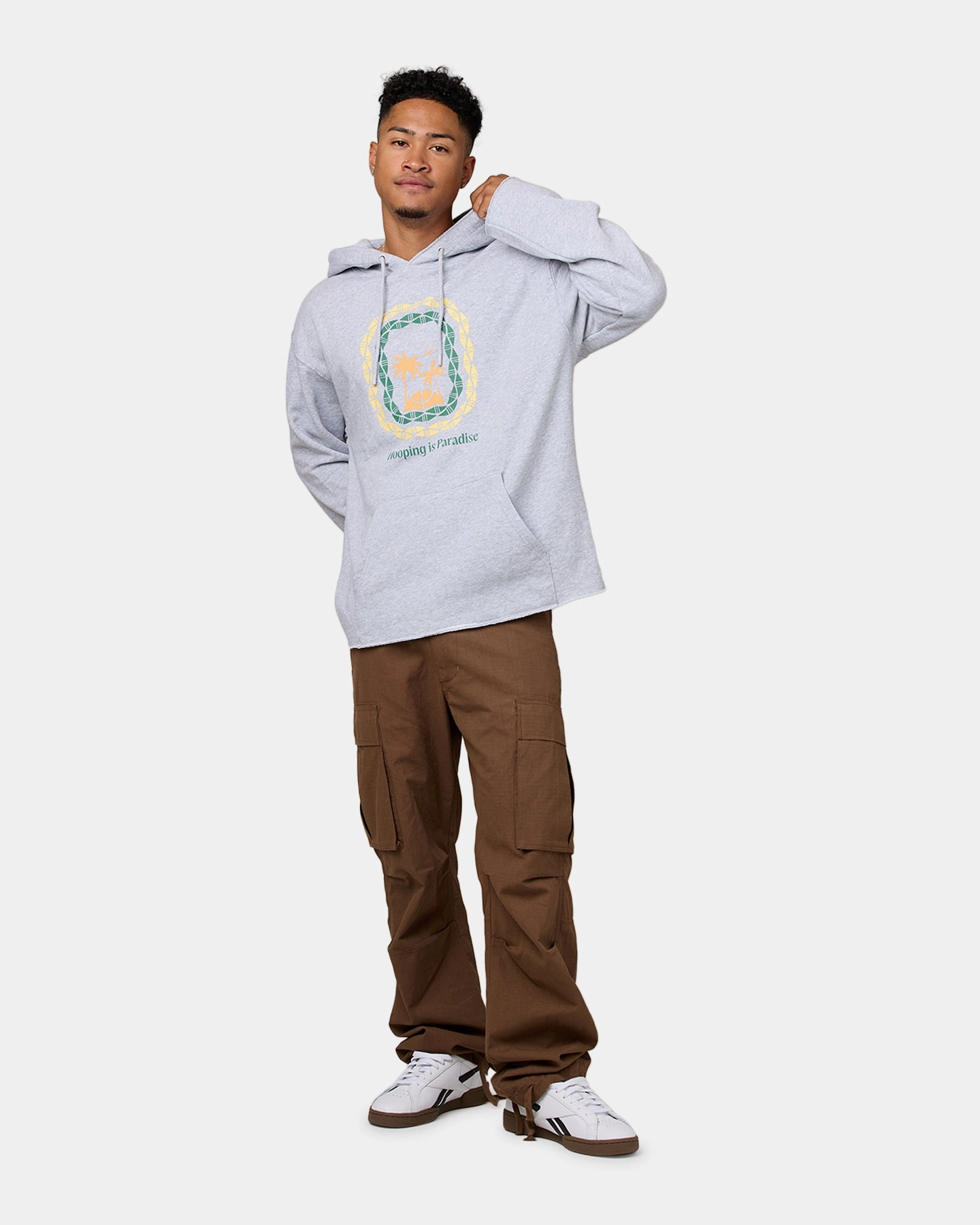 Outdoor Ease Overtime Paradise Palms Hoodie Grey