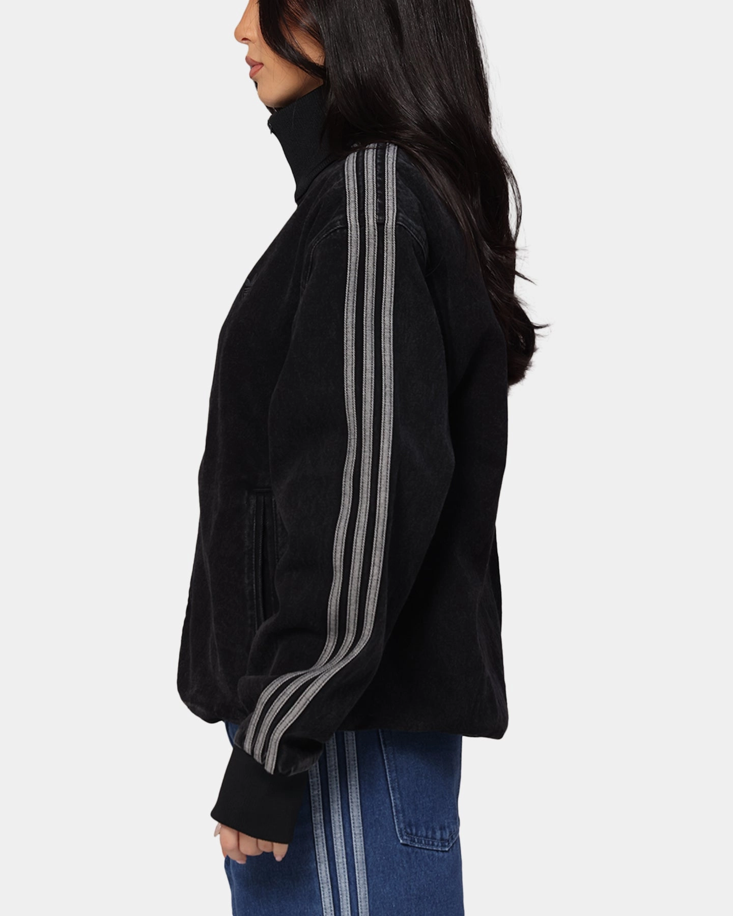 Adidas Adicolor Denim Firebird Track Jacket True Black Rugged Layering suitable for extreme sports