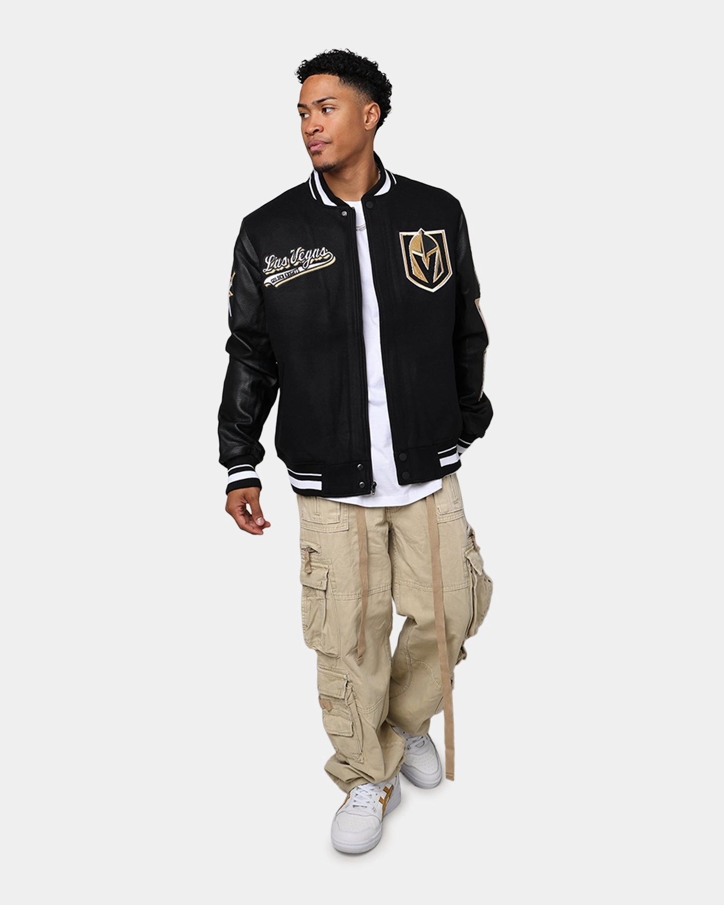Adjustable Drawstring Waist Pro Standard Vegas Golden Knights Wool Varsity Jacket Black