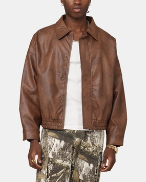 Mask XXIII Vegan Leather Flight Jacket Brown