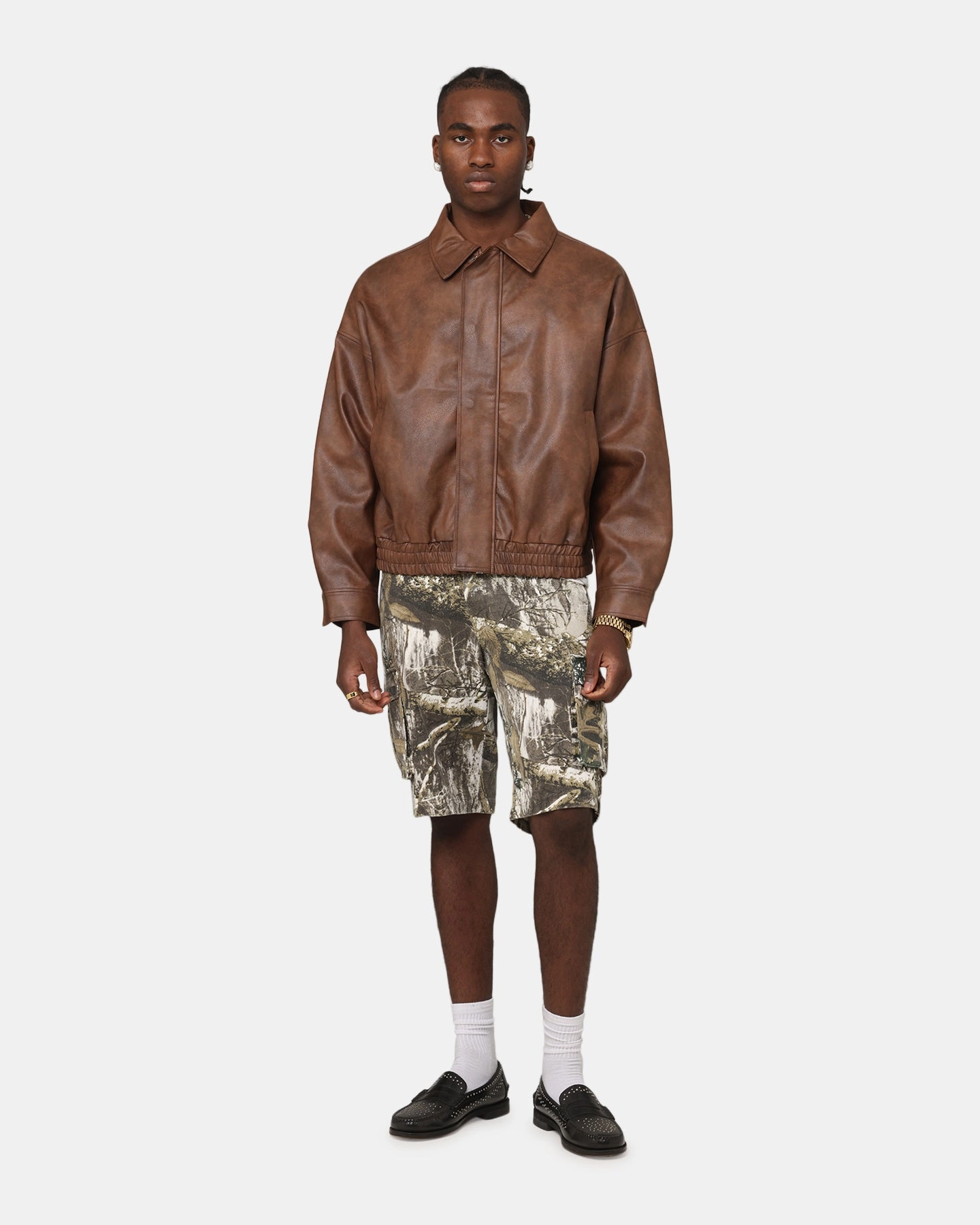 sunrise XXIII Vegan Leather Flight Jacket Brown