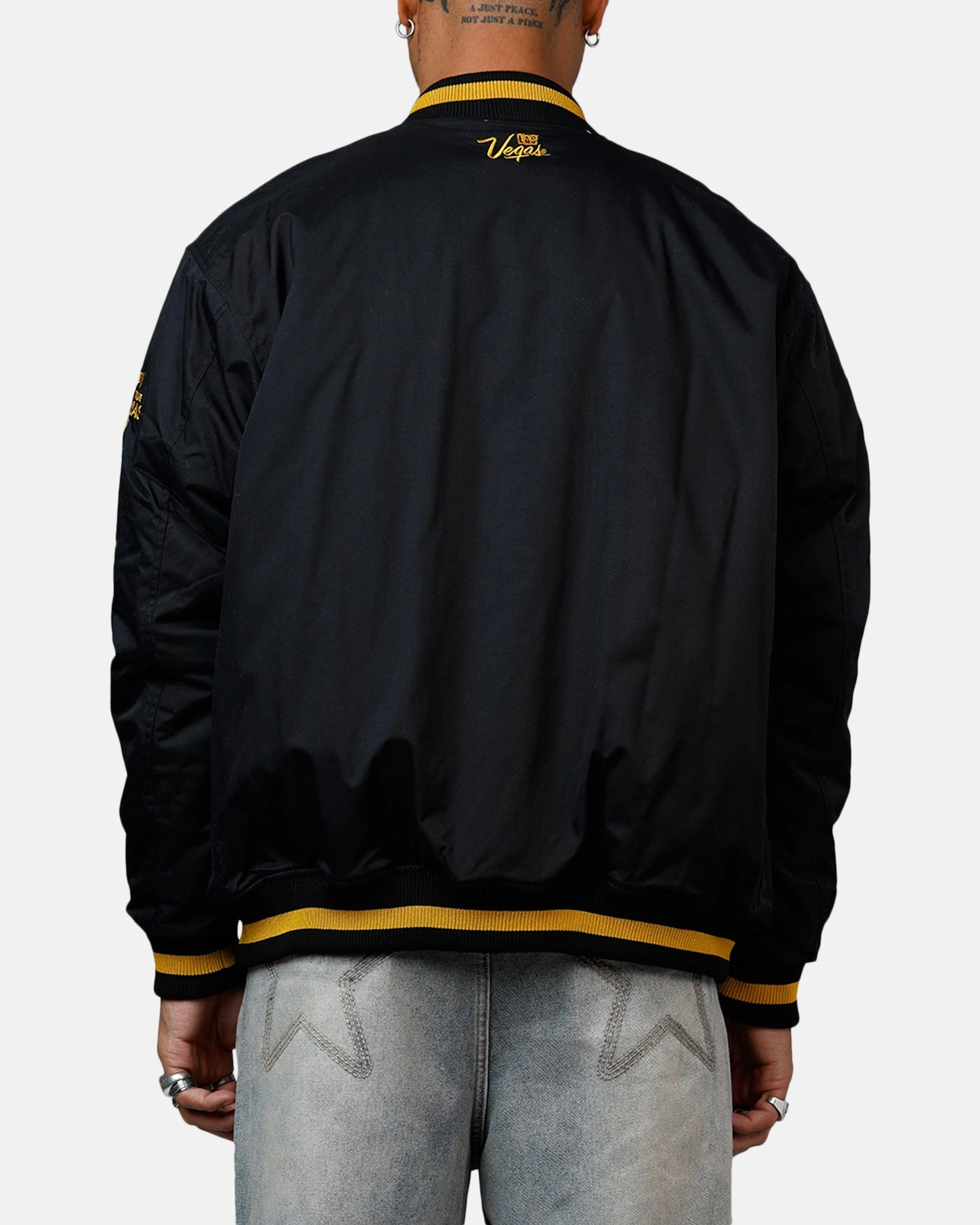 Easy Movement Bleacher Athletic NRL 2025 Las Vegas Round Bomber Jacket Black/Gold