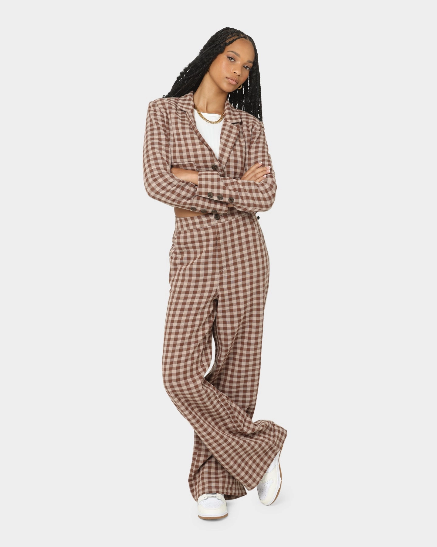 suitable for volunteer work suburban residents EN ES Women's Harvard Cropped Blazer Gingham Aurora