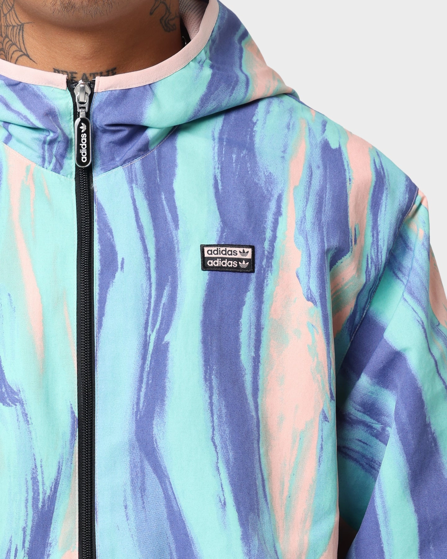 NonIrritating Tagless Neck Adidas Marbled Paint Patrick Kyle Windbreaker Vapor Pink/Multi Colour