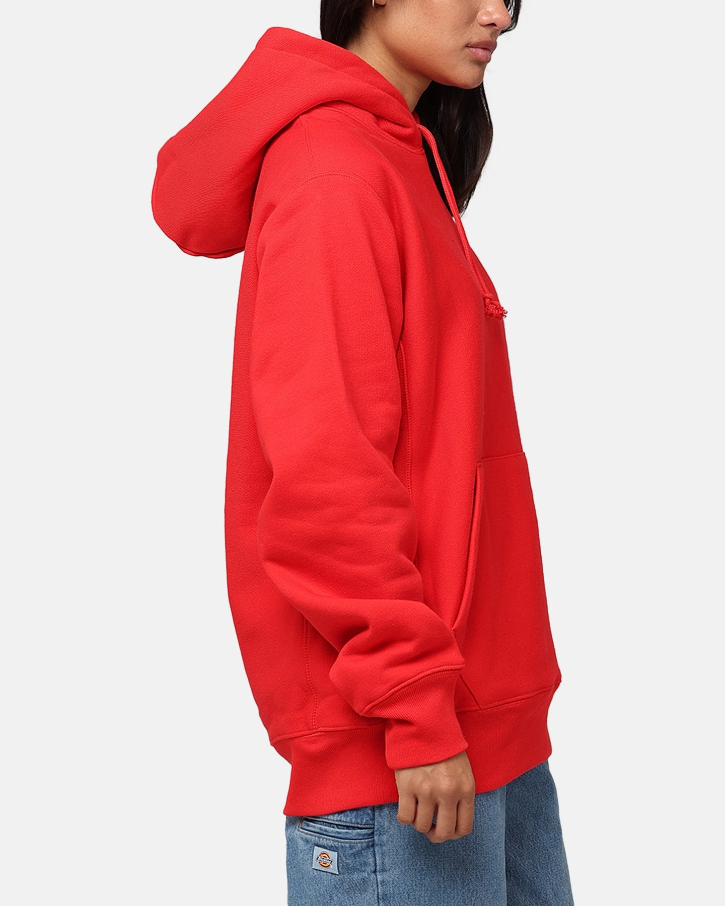 color fast Champion Reverse Weave Small C Hoodie Team Red Scarlet