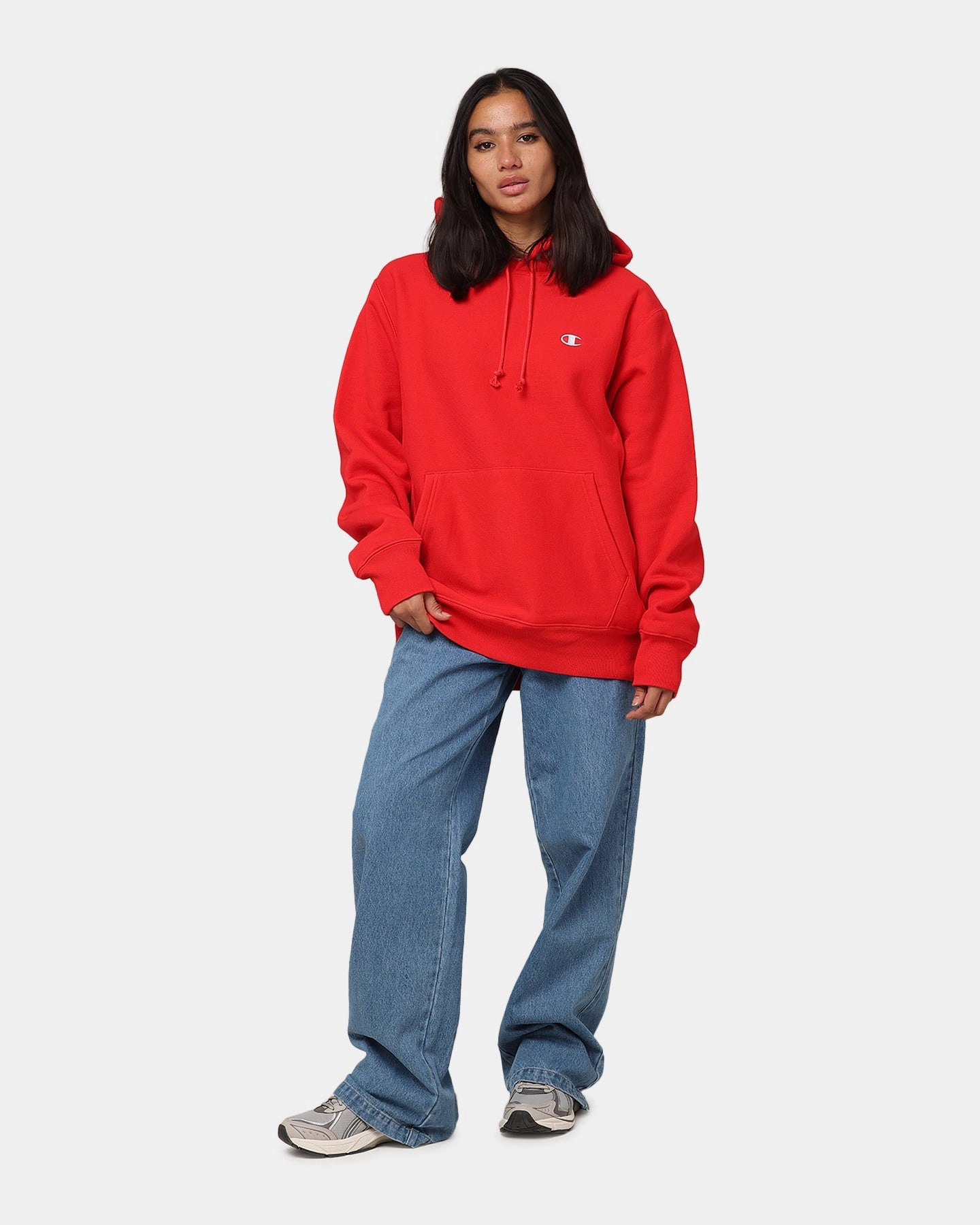 Champion Reverse Weave Small C Hoodie Team Red Scarlet Casual Warmth