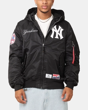 New Era New York Yankees Alpha Industries L-2B Hooded Bomber Jacket Black Conditioner Selection