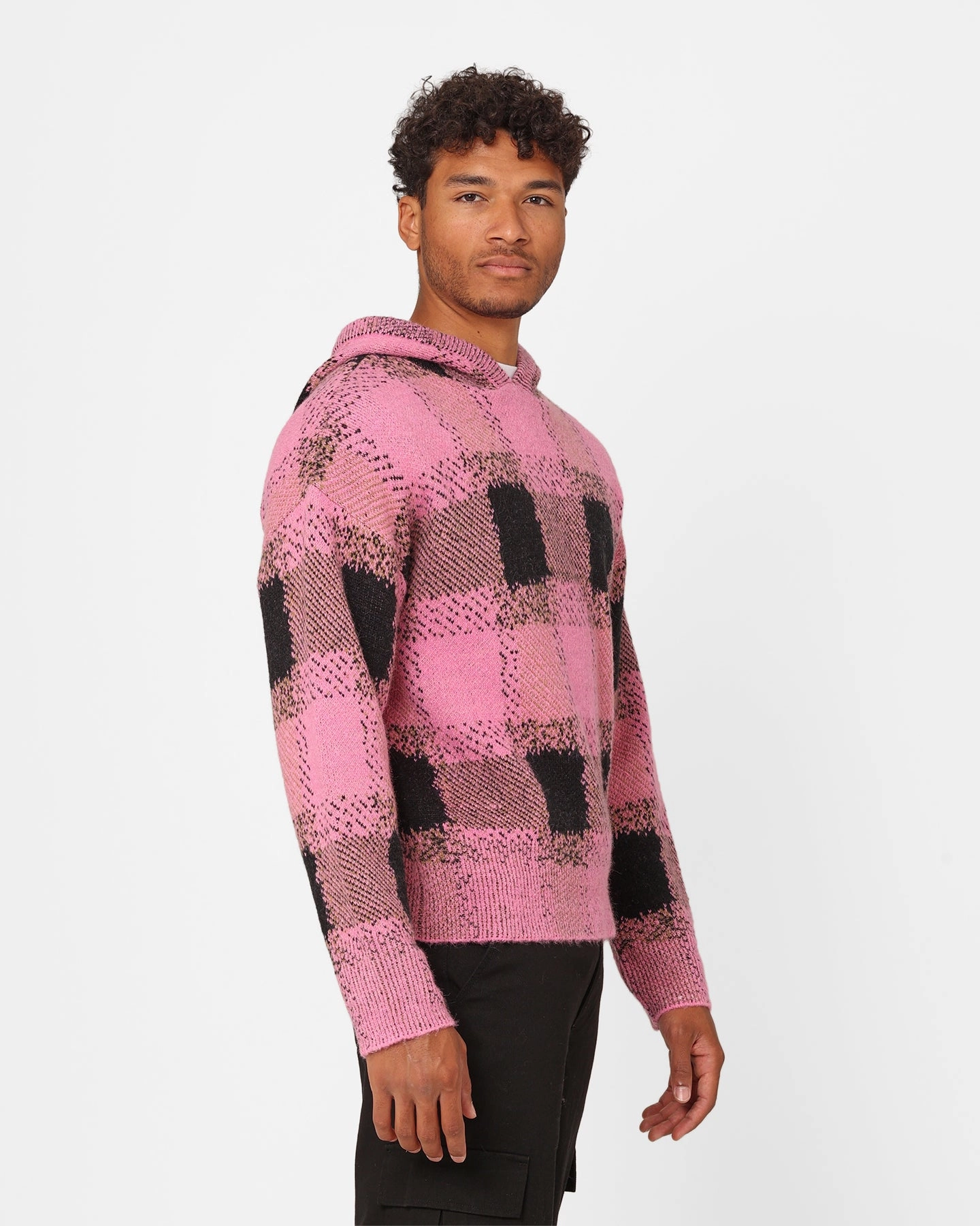 XXIII Dalas Plaid Hoodie Pink/Black Secure Chest Pocket