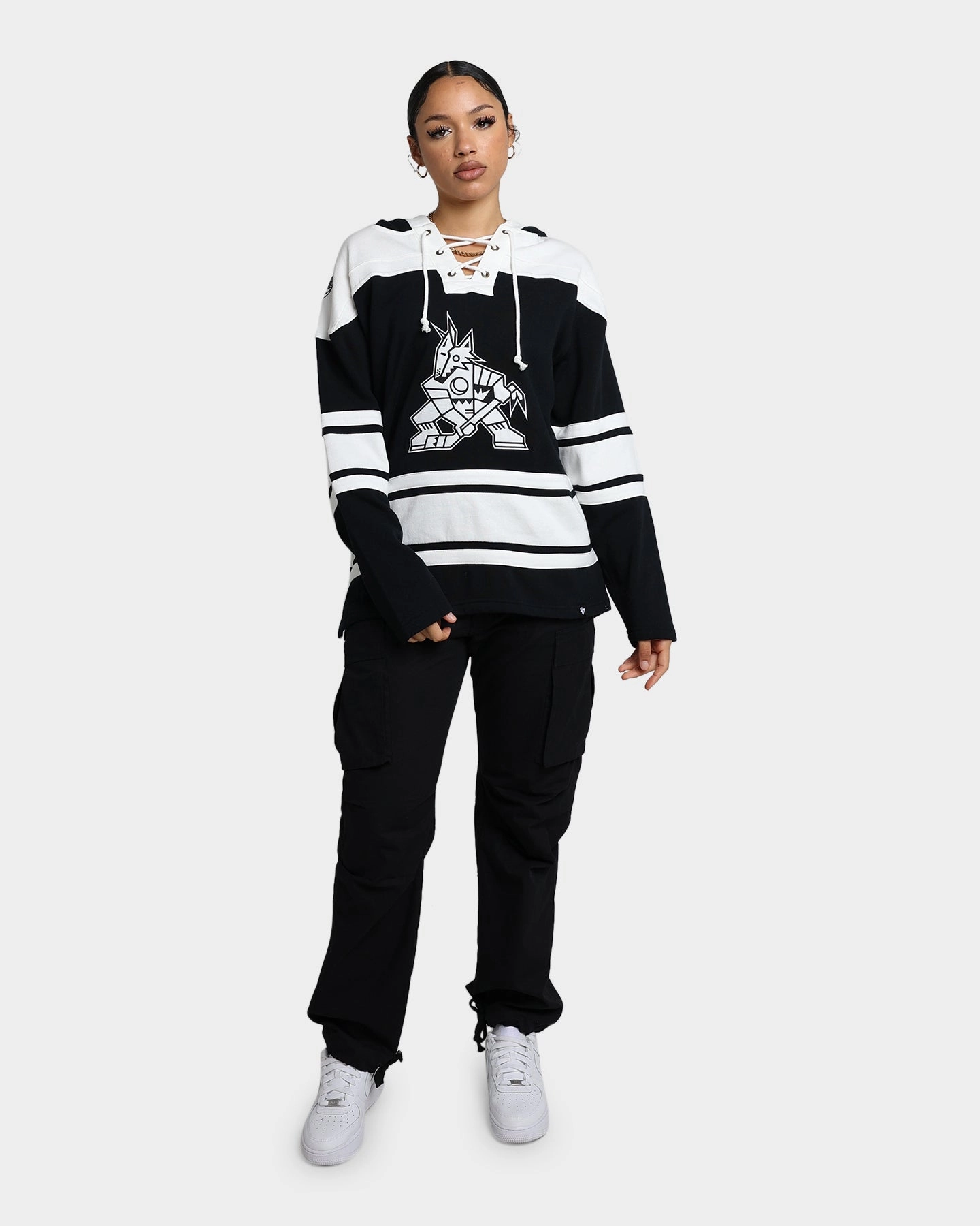 Flex Stretch Material Core Fit 47 Brand Arizona Coyotes Superior Lacer Hoodie Jet Black