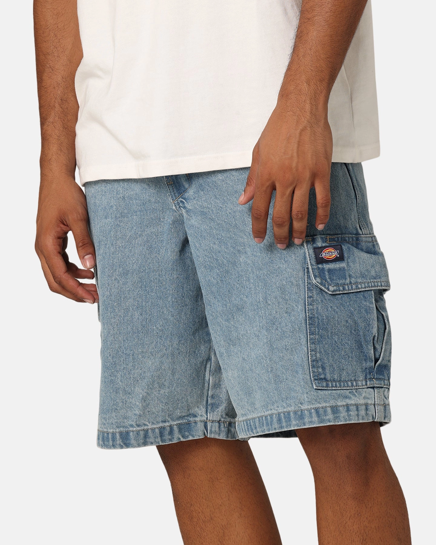 Cross Ventilation Channels FlexibleMobility Dickies 42283 Denim Cargo Shorts Stone Washed Indigo