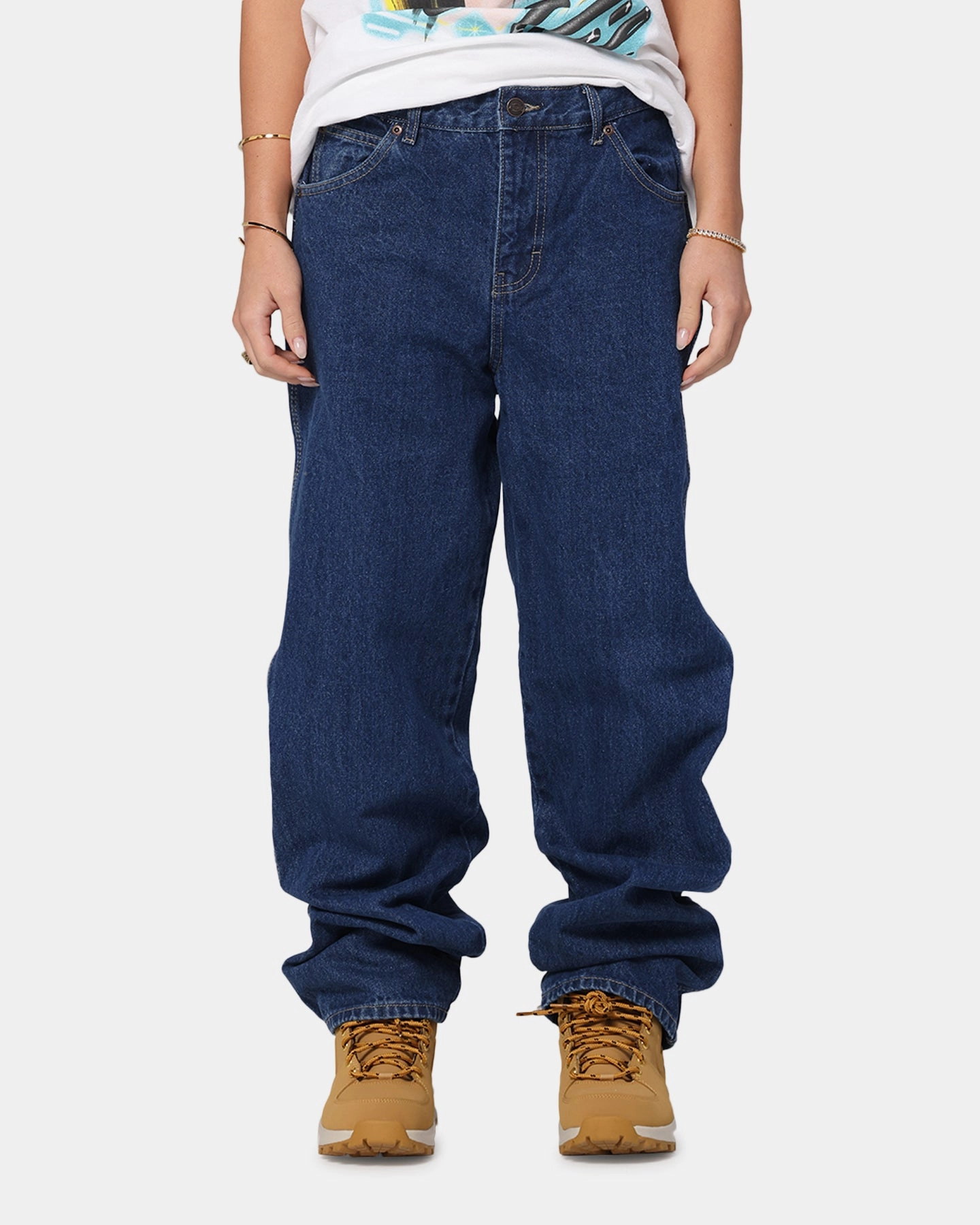 Weekend Getaway Minimalist Breathable Dickies Relaxed Straight Denim Jeans Stone Washed Indigo