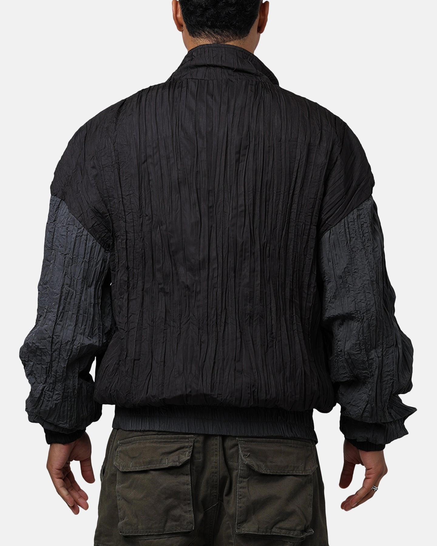 Diet Starts Monday Crinkled Nylon Track Jacket Black/Grey suitable for land sports