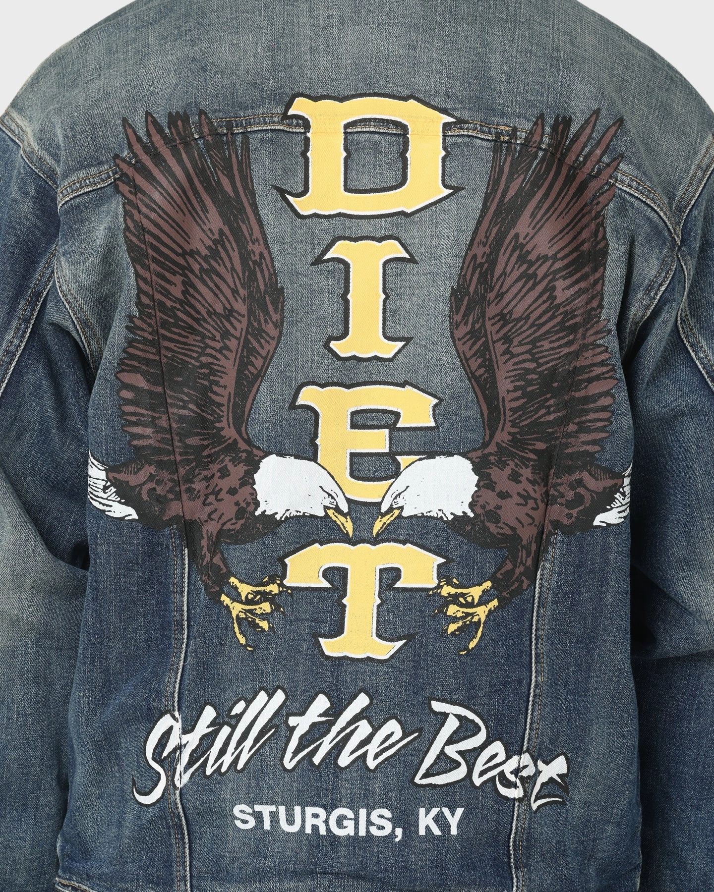 suitable for dance competitions suitable for cosplay Diet Starts Monday Eagle Denim Trucker Jacket Indigo