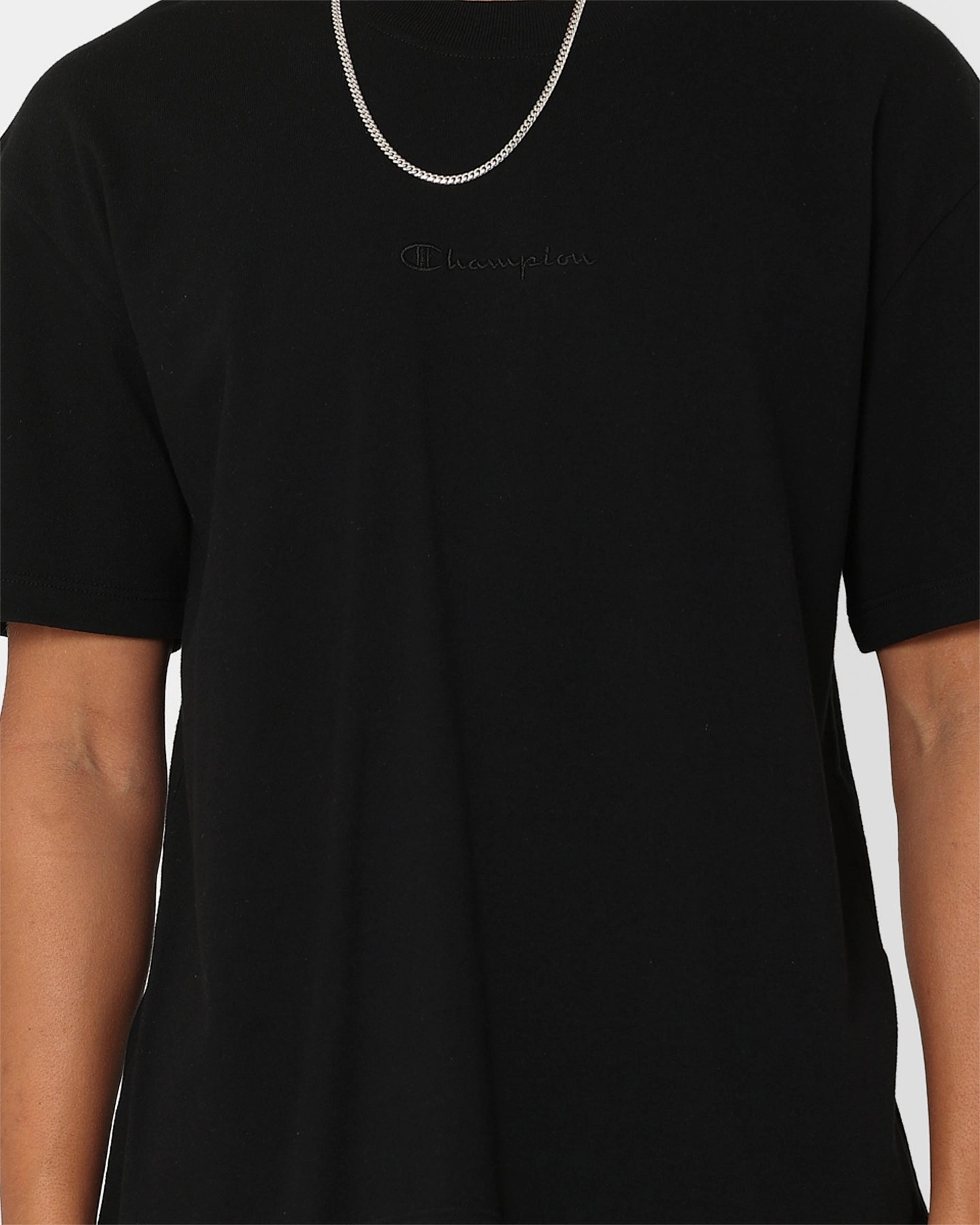 Champion Heritage New Script T-Shirt Black Fresh Style Trend