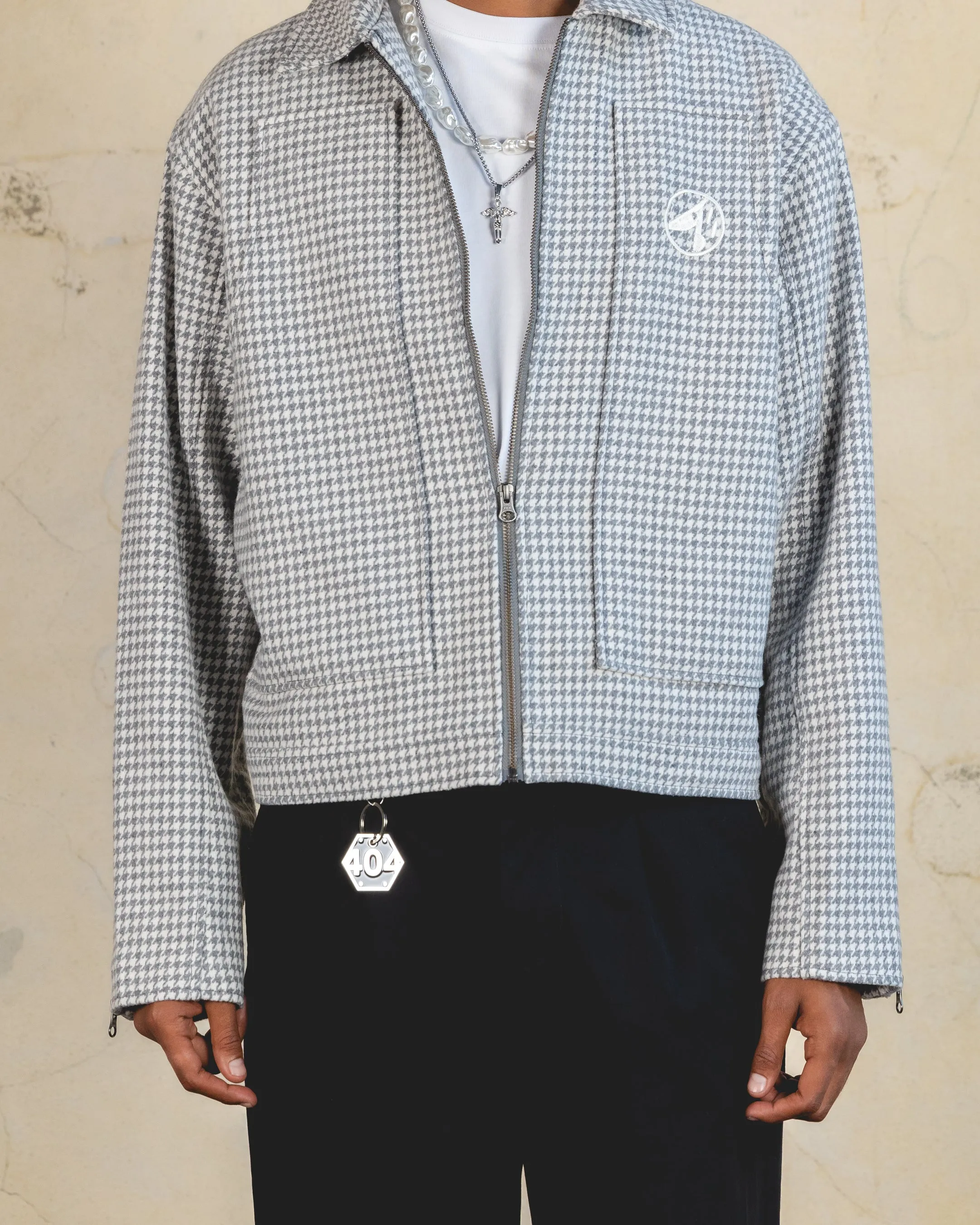 404 Studio Cropped Jacket Grey/White Fashionable Outerwear