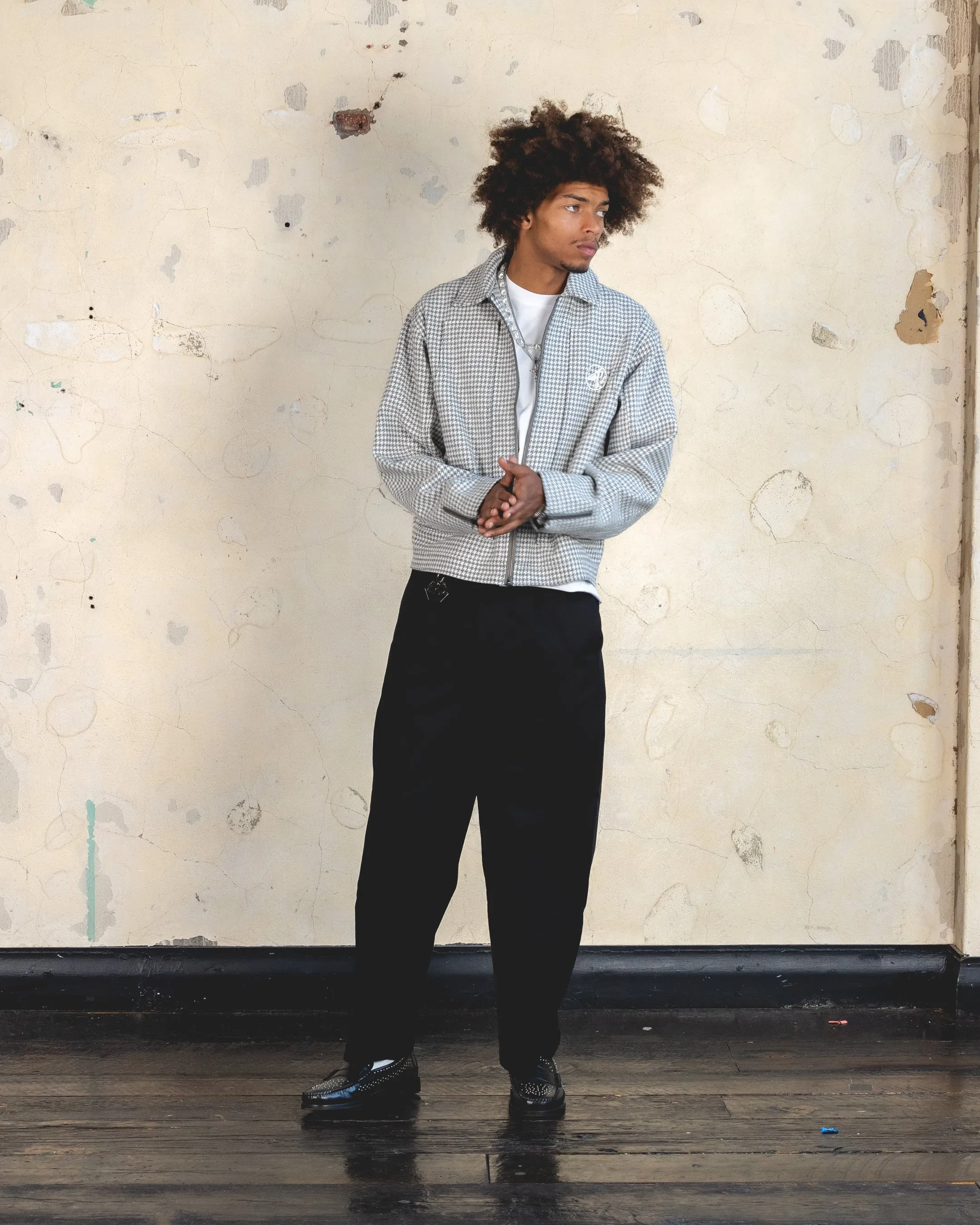 Sleek Outerwear elderly people 404 Studio Cropped Jacket Grey/White