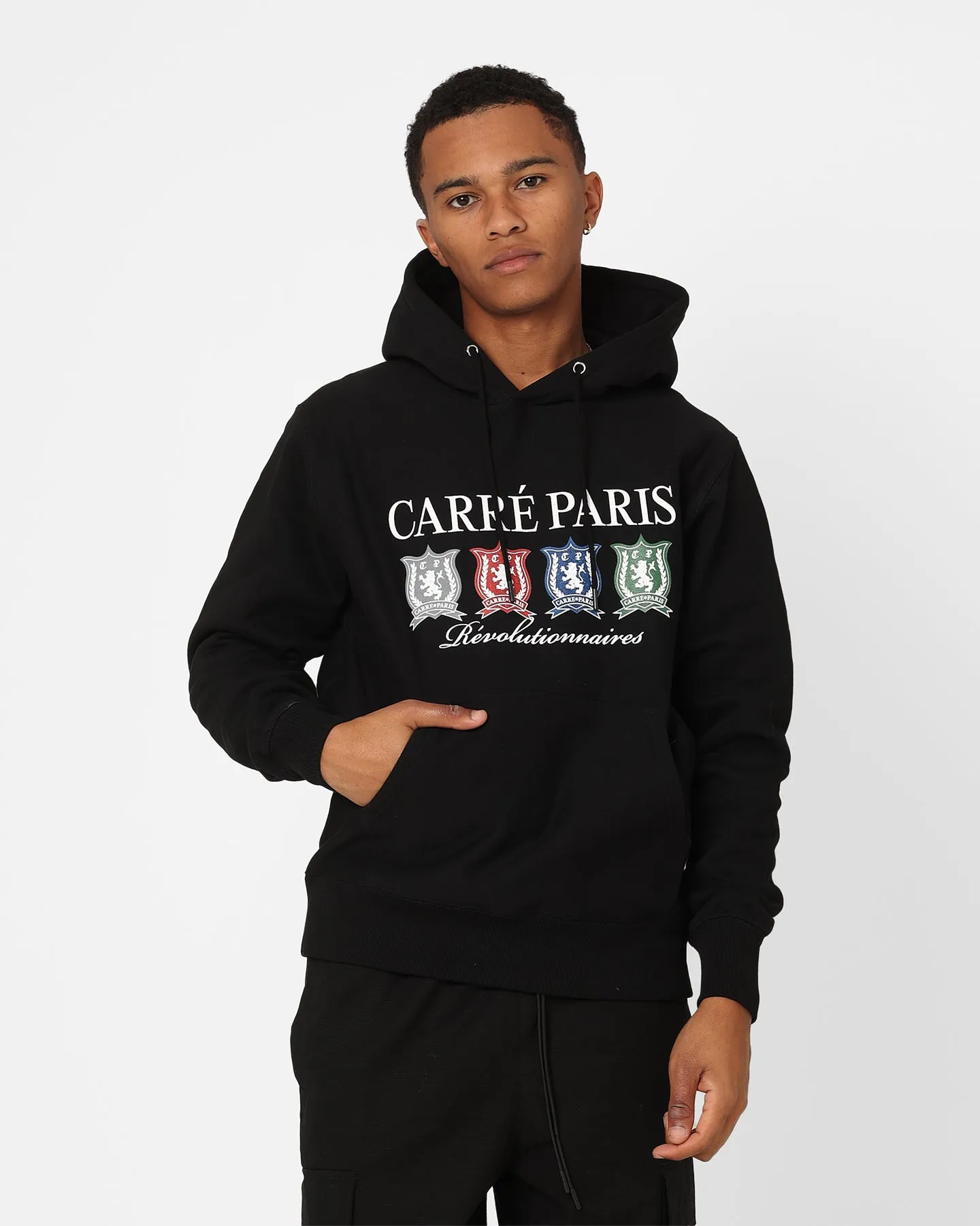 countryside suitable for runway events Carre Shield Hoodie Black