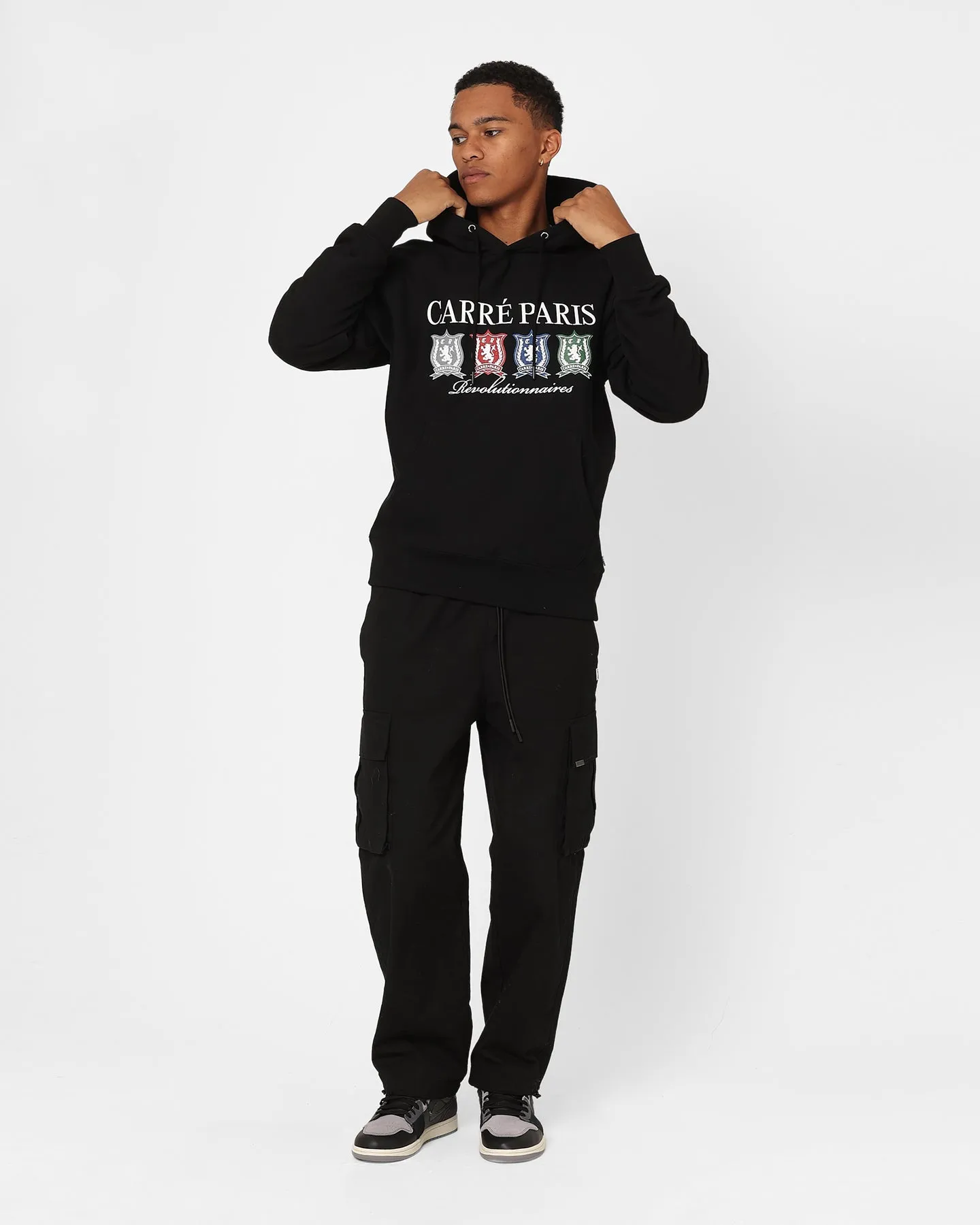 Protective Comfort Wool Carre Shield Hoodie Black