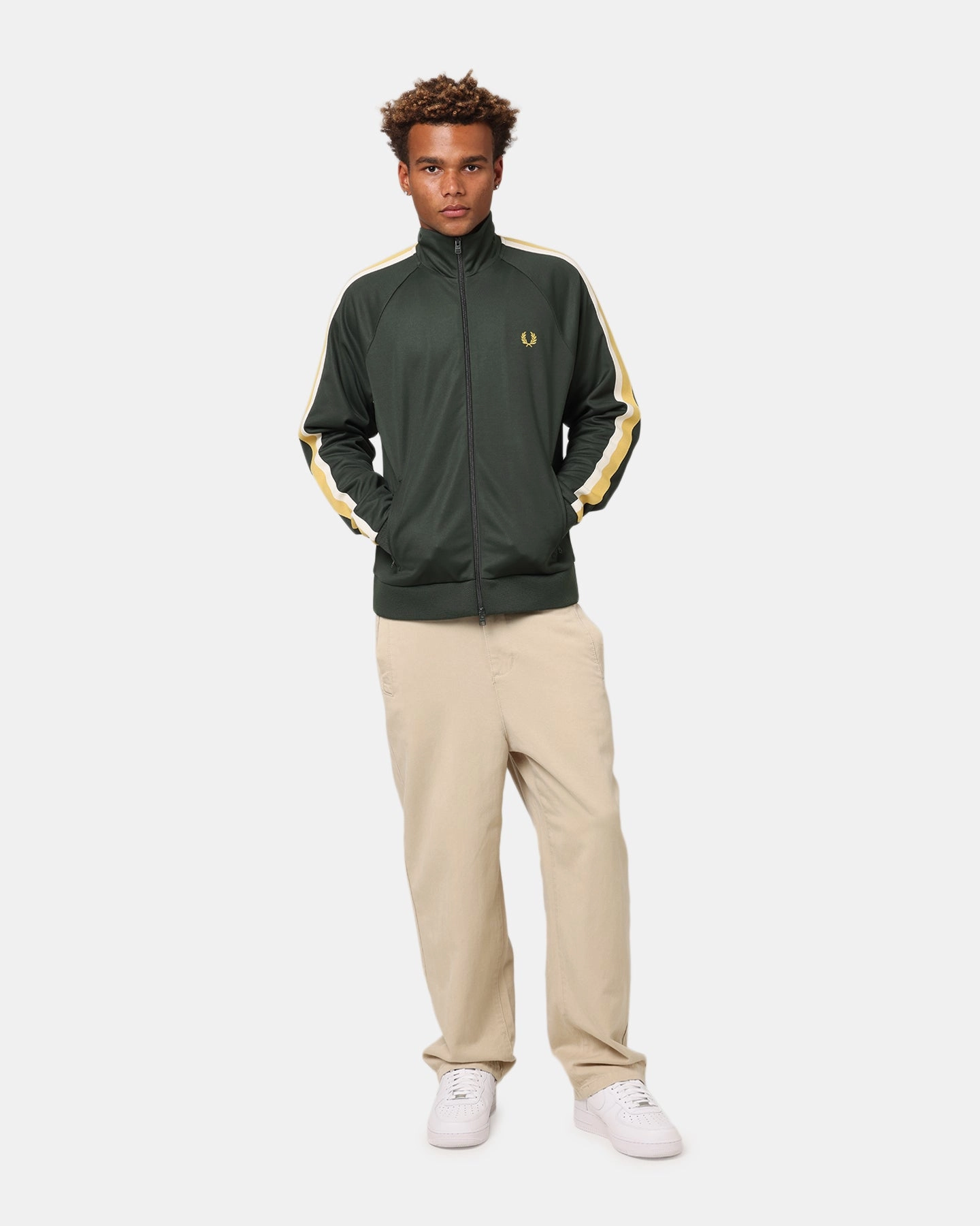 Gray Fred Perry Two Colour Tape Track Jacket Green