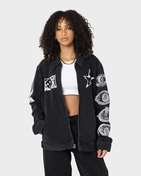 Obey Obey Dreams Denim Jacket Dusty Black Mindfulness Contacts