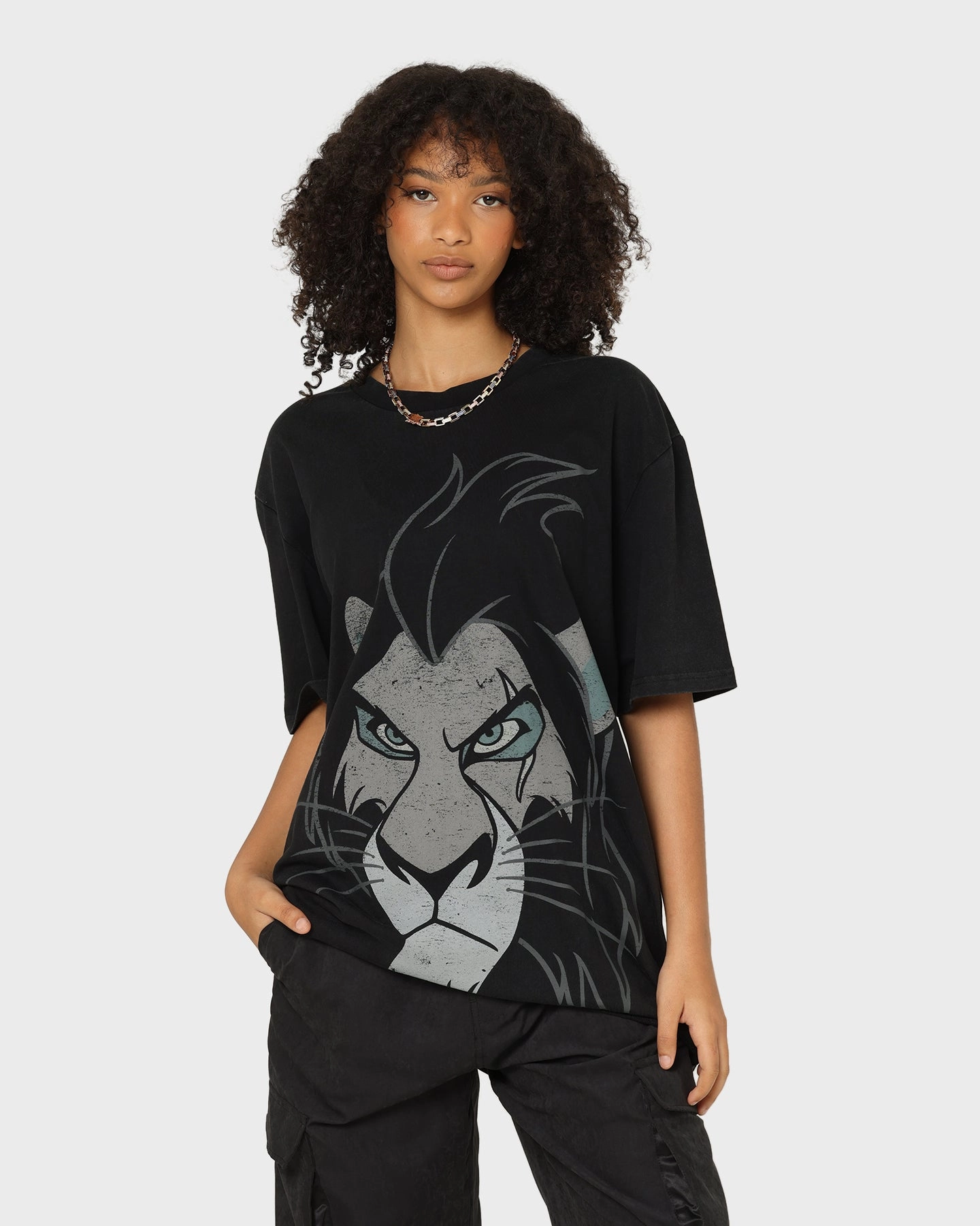 Disney Scar Vintage T-Shirt Washed Black Fashion-Ready Washable