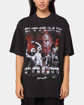 Durable Knit Structure Mitchell & Ness X WWE Stone Cold Steve Austin Stone Cold T-Shirt Overdyed Black