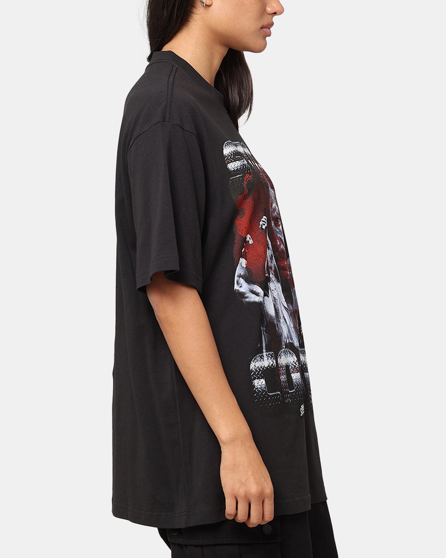 Mitchell & Ness X WWE Stone Cold Steve Austin Stone Cold T-Shirt Overdyed Black homecoming Hygroscopic Fiber