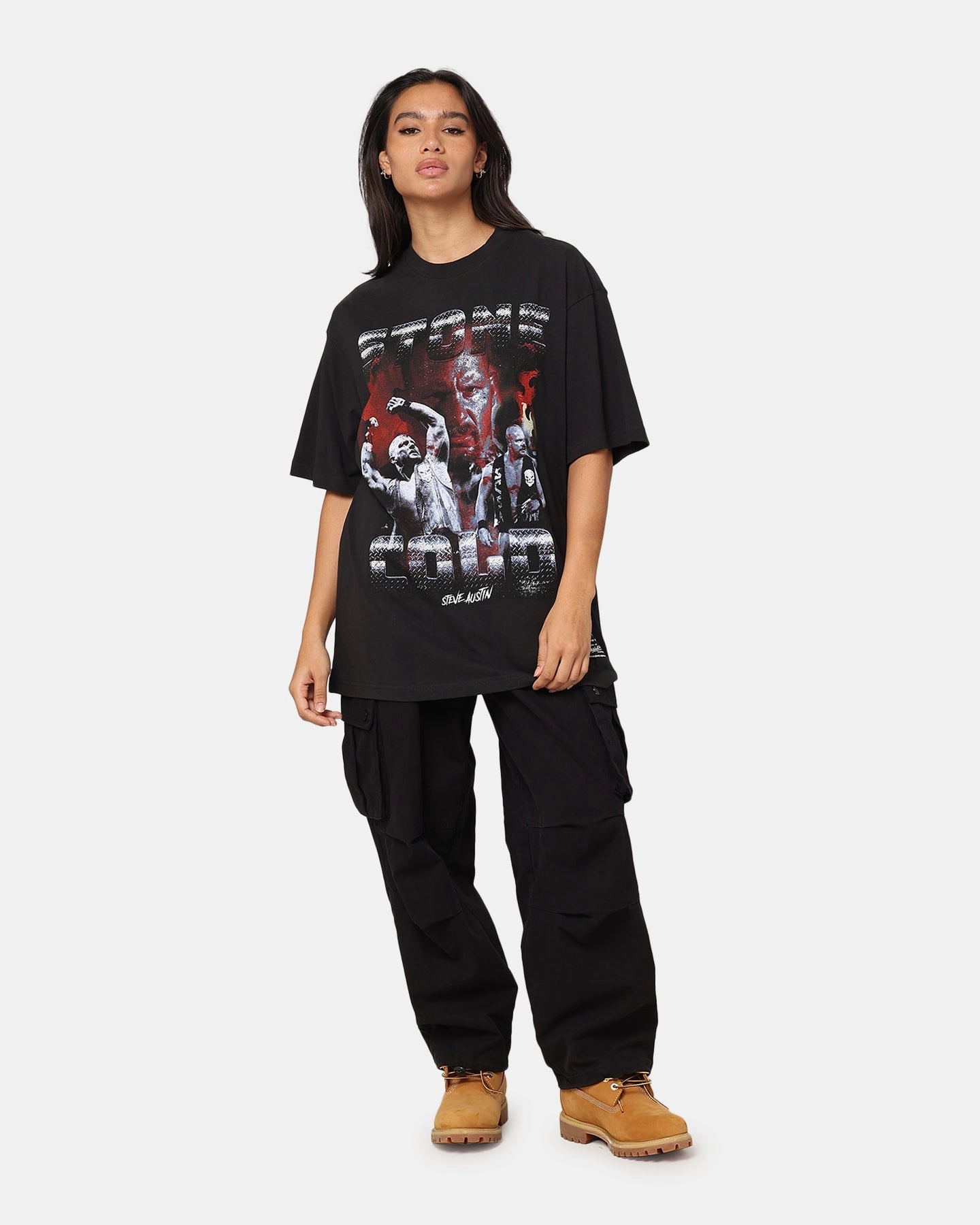 Mitchell & Ness X WWE Stone Cold Steve Austin Stone Cold T-Shirt Overdyed Black Breathable Wearable
