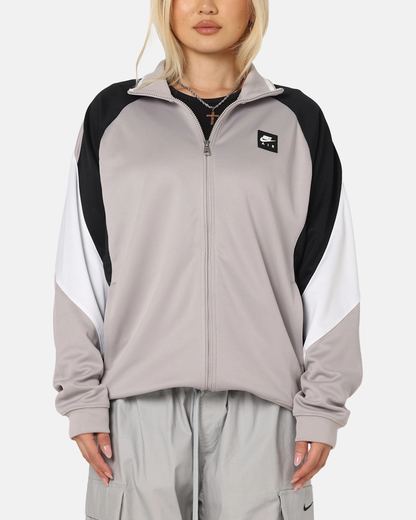 Nike Air Poly-Knit Zip Jacket Grey/Black Casual Warmth Relaxed Motion