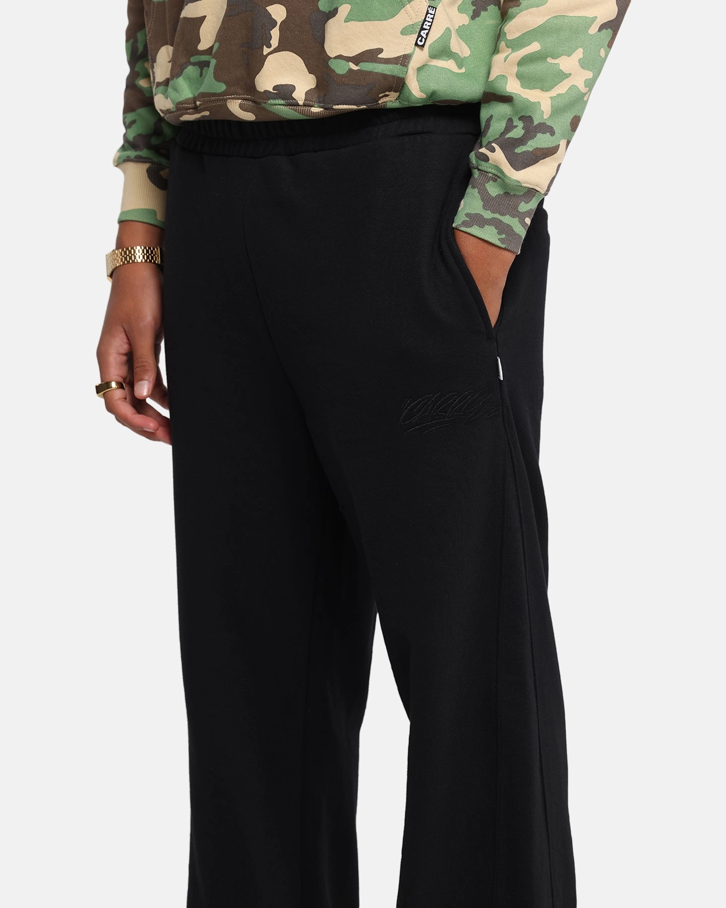 Carre Grit Trackpants Black Ultra Soft Texture Elasticized Cuffs