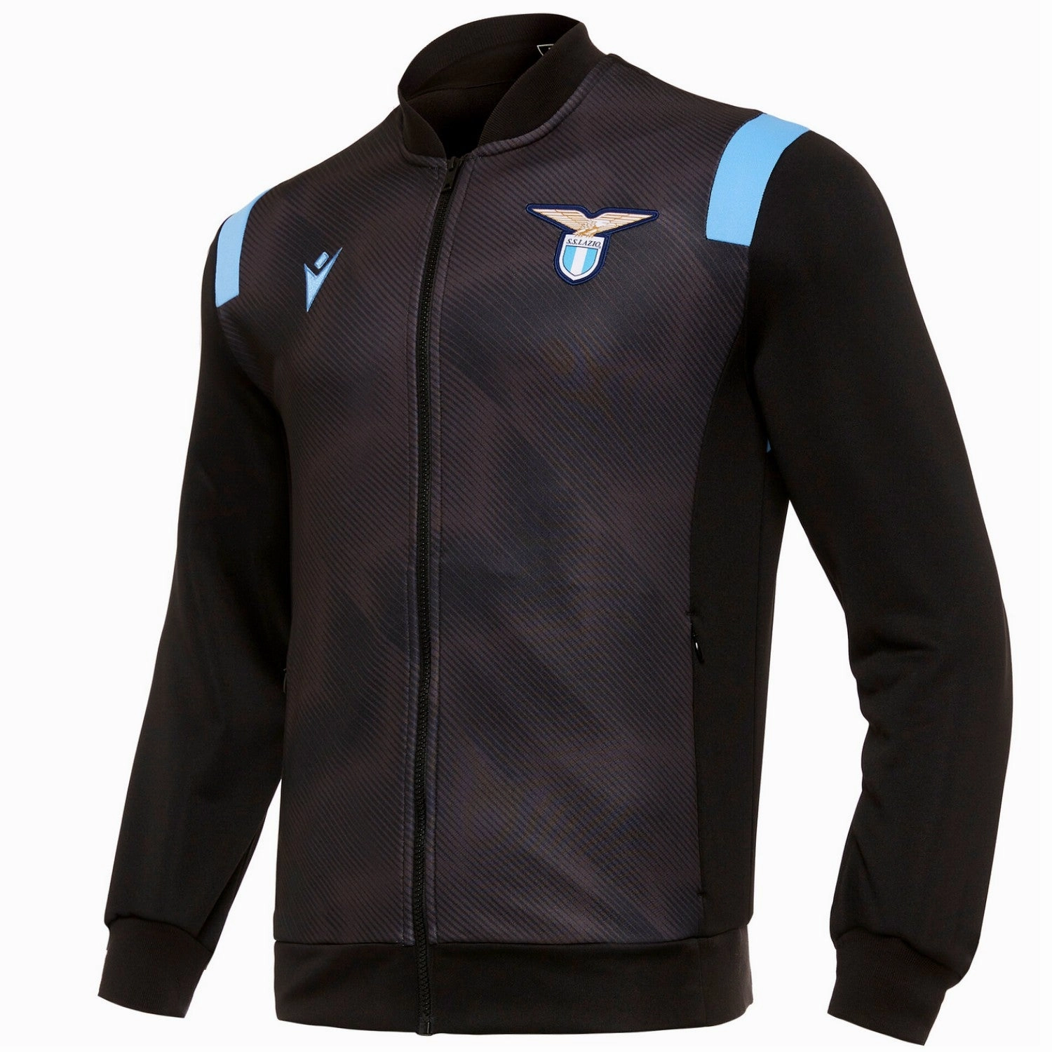 Tagless Neckline DoubleLayered Hood Lazio soccer pre-match presentation jacket 2021 - Macron