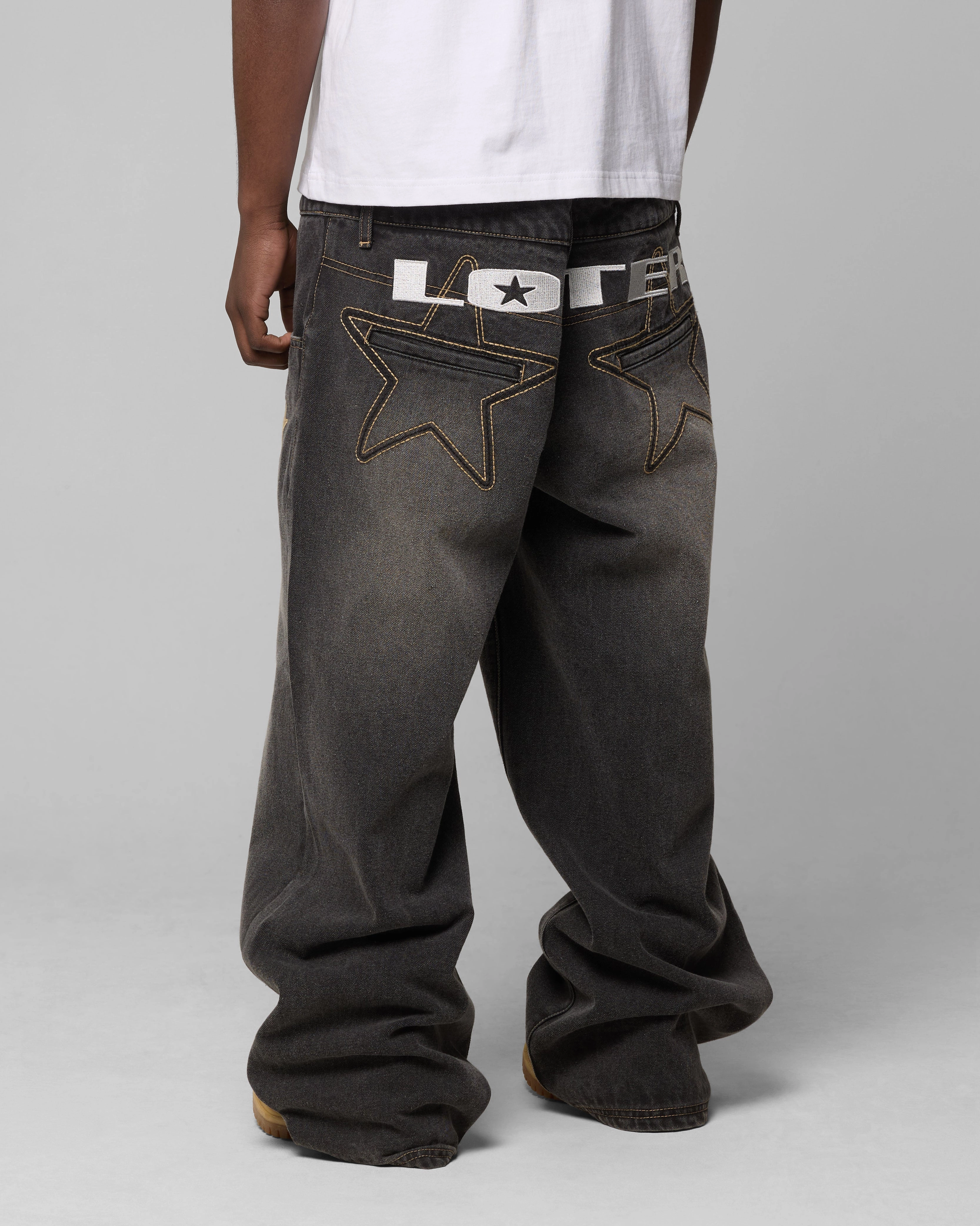 Loiter Star Layered Jeans Vintage Black Flattering Design Wear